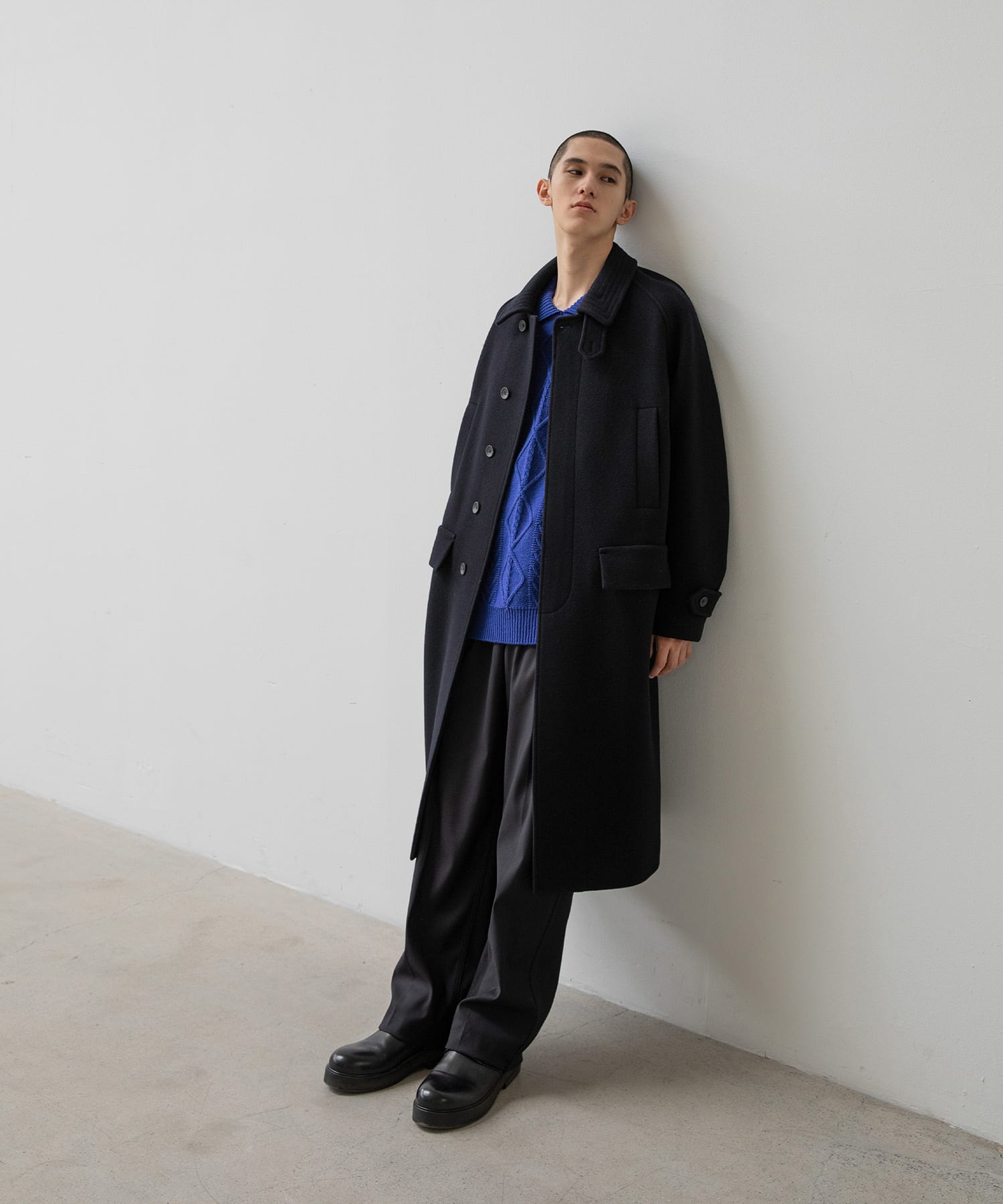 ANOTHER OFFICE　Voyager Bold Balmacaan Coat Navy 1