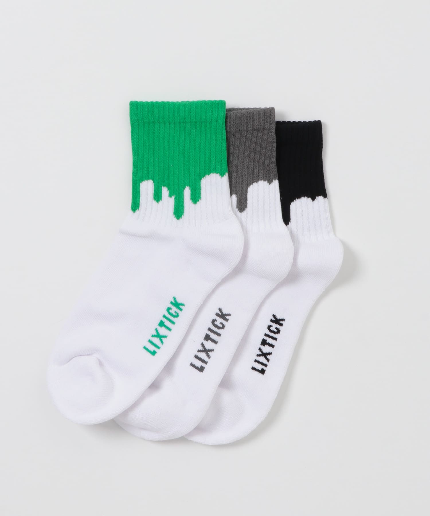 LIXTICK　DRIP SOCKS 3PACK 1ST Gn/Gr/Bk One