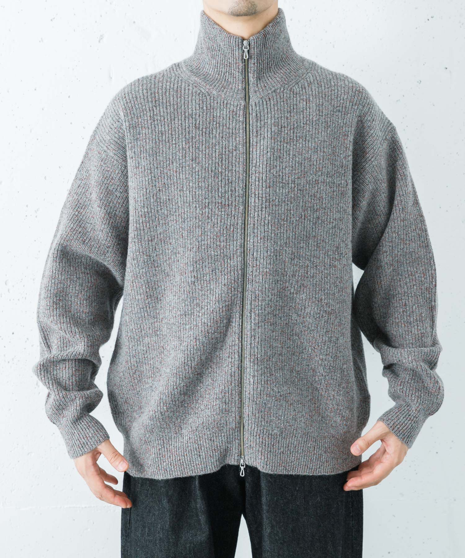 ULTERIOR WOOL COTTON RIB DRIVERS KNIT(M BLACK MIX): アウター