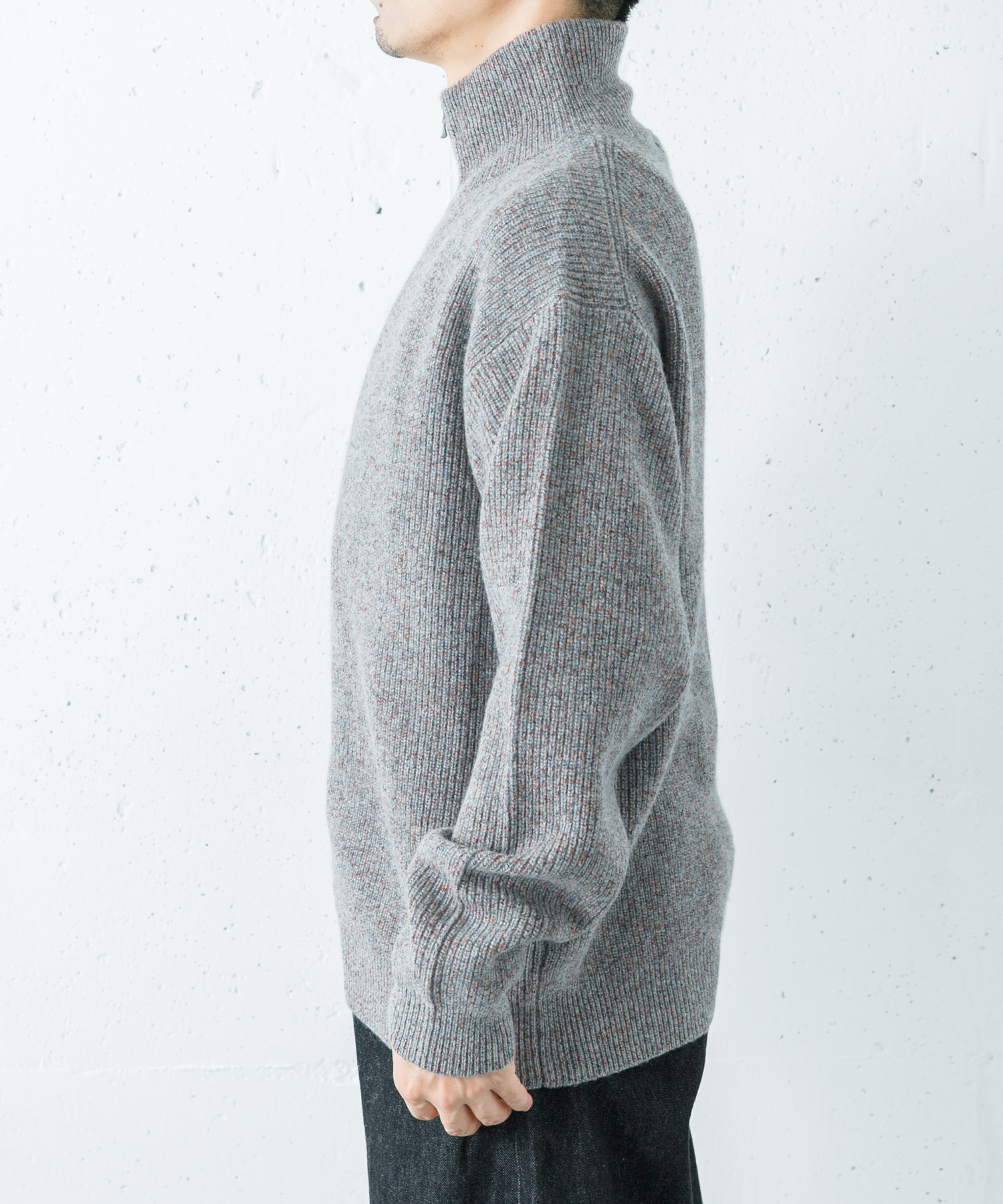 ULTERIOR WOOL COTTON RIB DRIVERS KNIT(M BLACK MIX): アウター