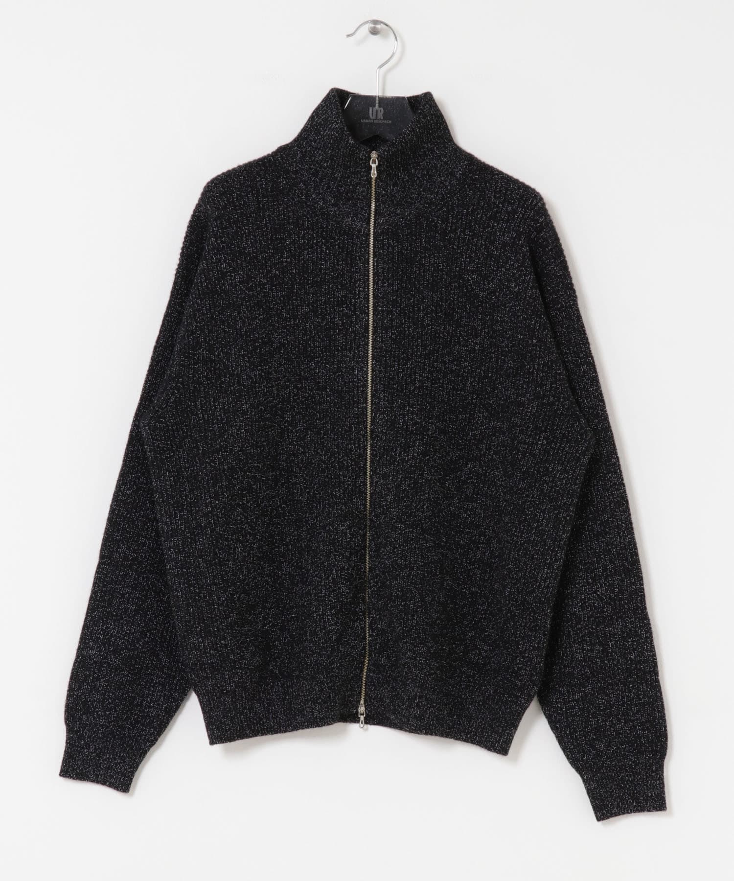ULTERIOR　WOOL COTTON RIB DRIVERS KNIT BLACK MIX M