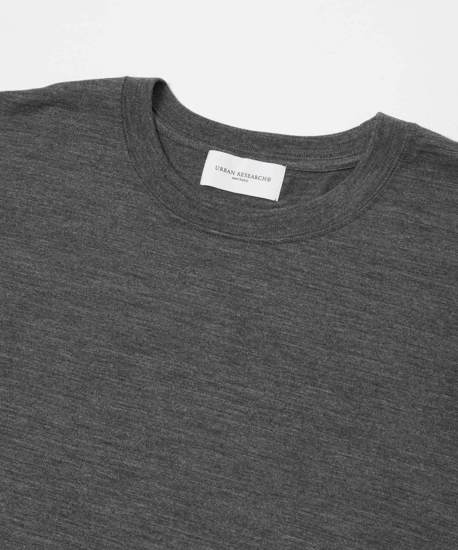 new basic　WASHABLE MERINO WOOL LONG-SLEEVE CHARCOAL M