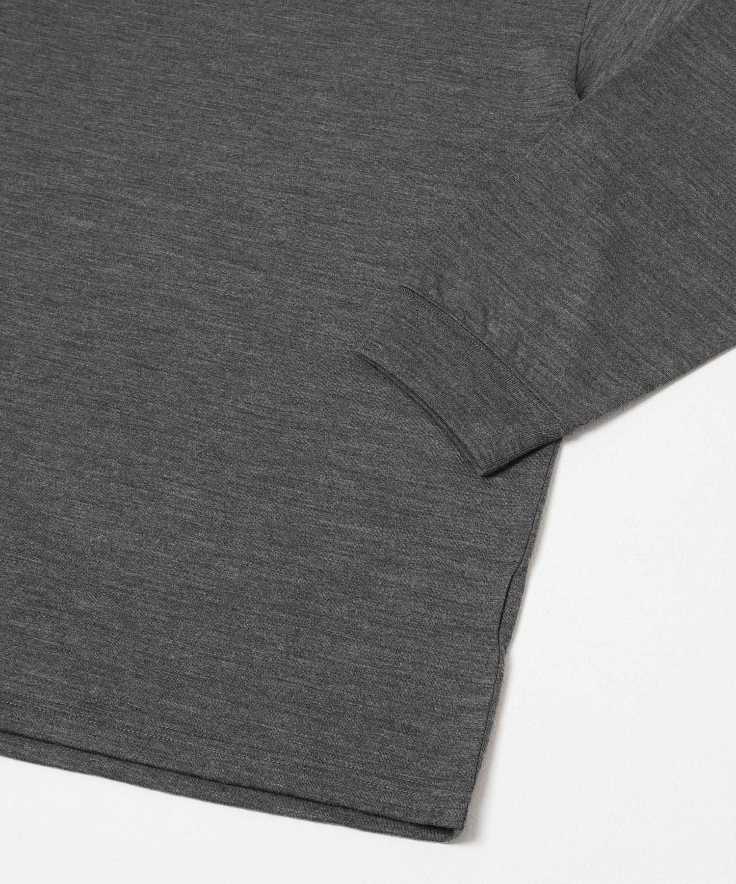 new basic　WASHABLE MERINO WOOL LONG-SLEEVE CHARCOAL M