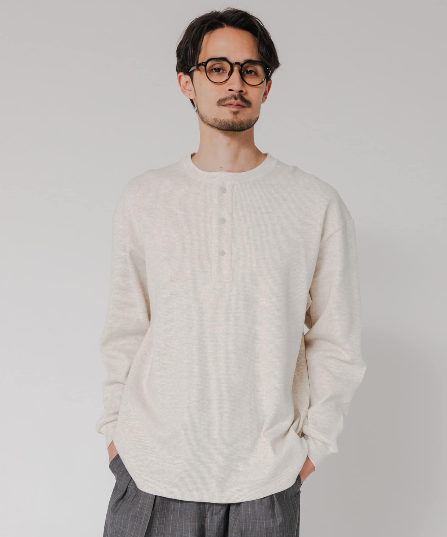 UR TECH』度詰めワッフルヘンリーロングスリーブ(M OATMEAL): トップス
