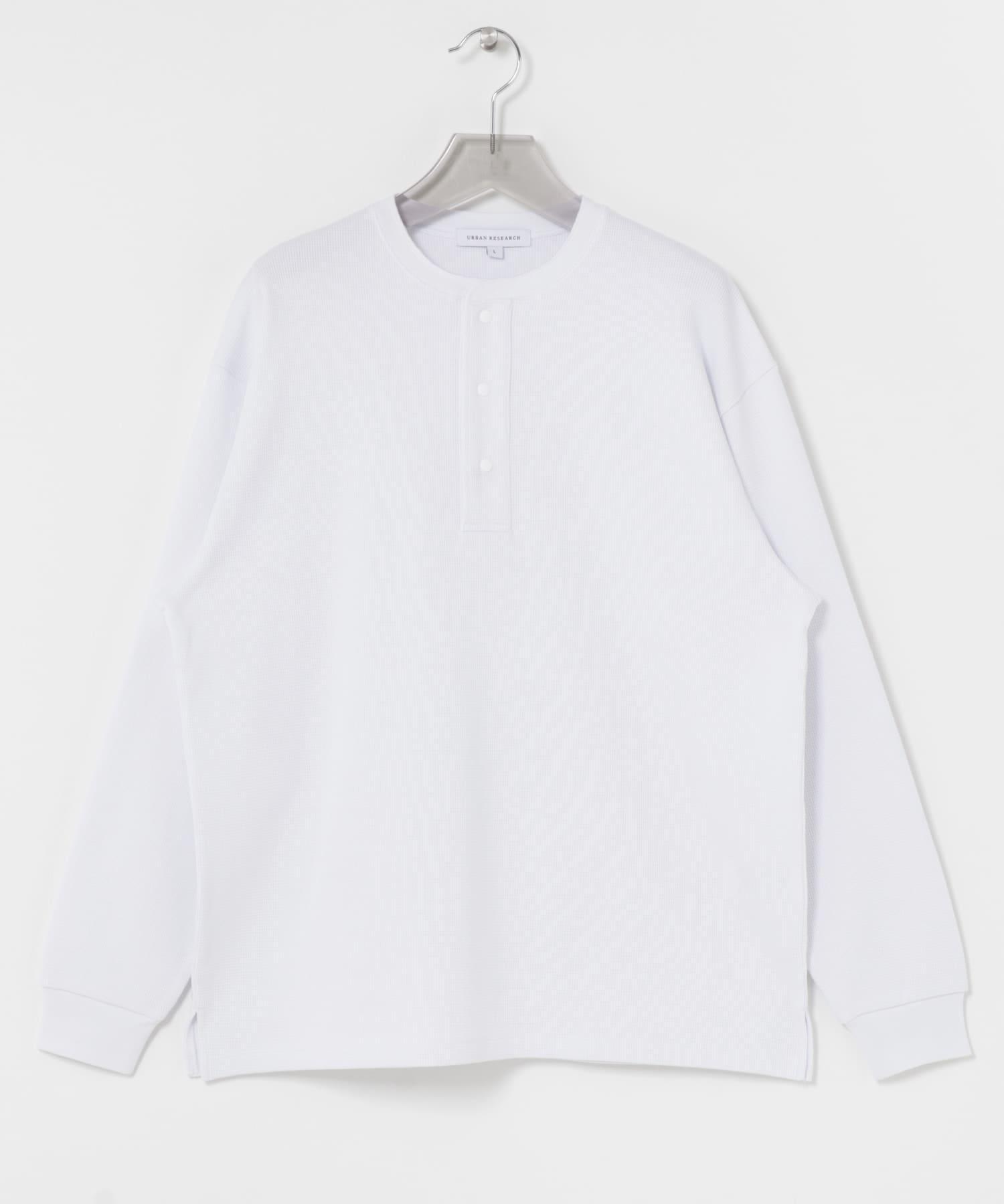 『UR TECH』度詰めワッフルヘンリーロングスリーブ WHITE M