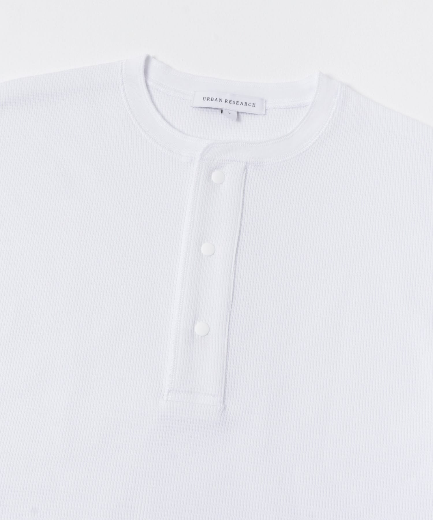 『UR TECH』度詰めワッフルヘンリーロングスリーブ WHITE M