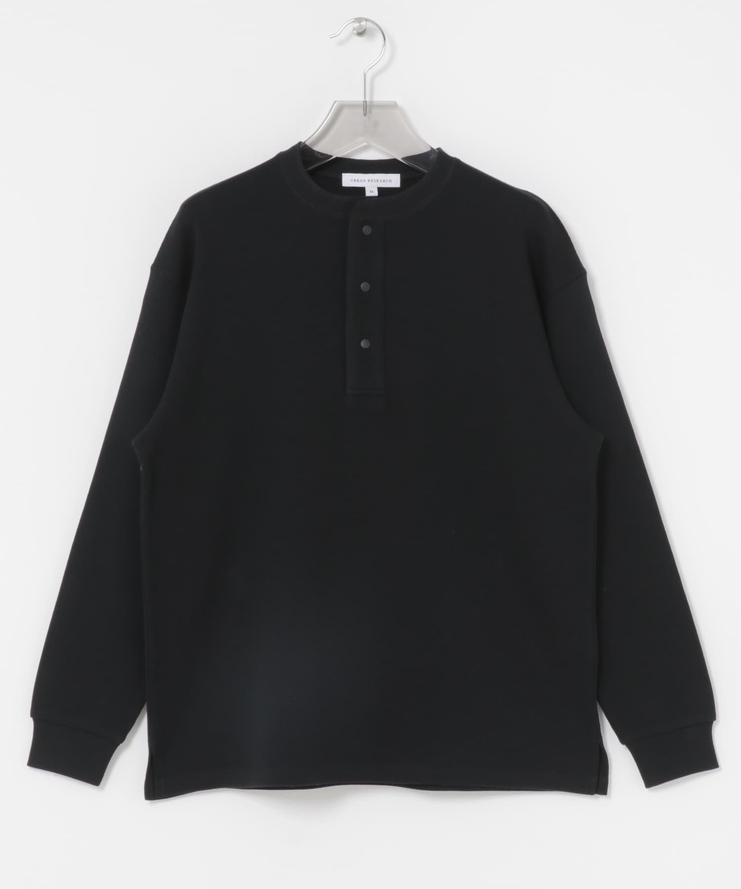 『UR TECH』度詰めワッフルヘンリーロングスリーブ BLACK M