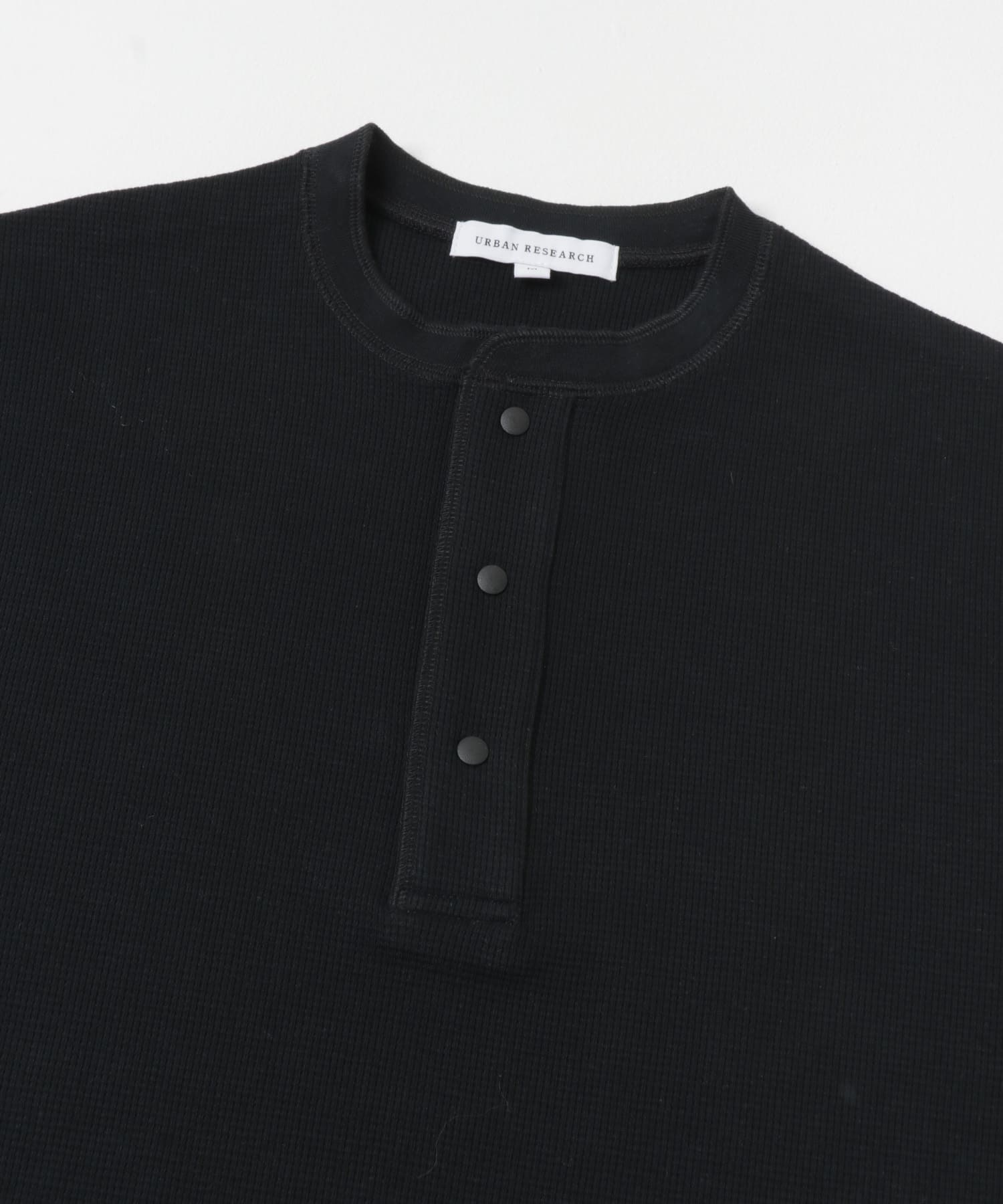 『UR TECH』度詰めワッフルヘンリーロングスリーブ BLACK M