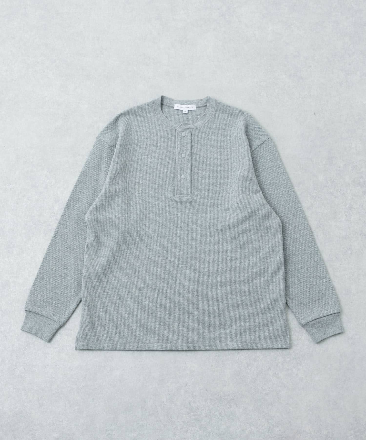 『UR TECH』度詰めワッフルヘンリーロングスリーブ GRAY H M