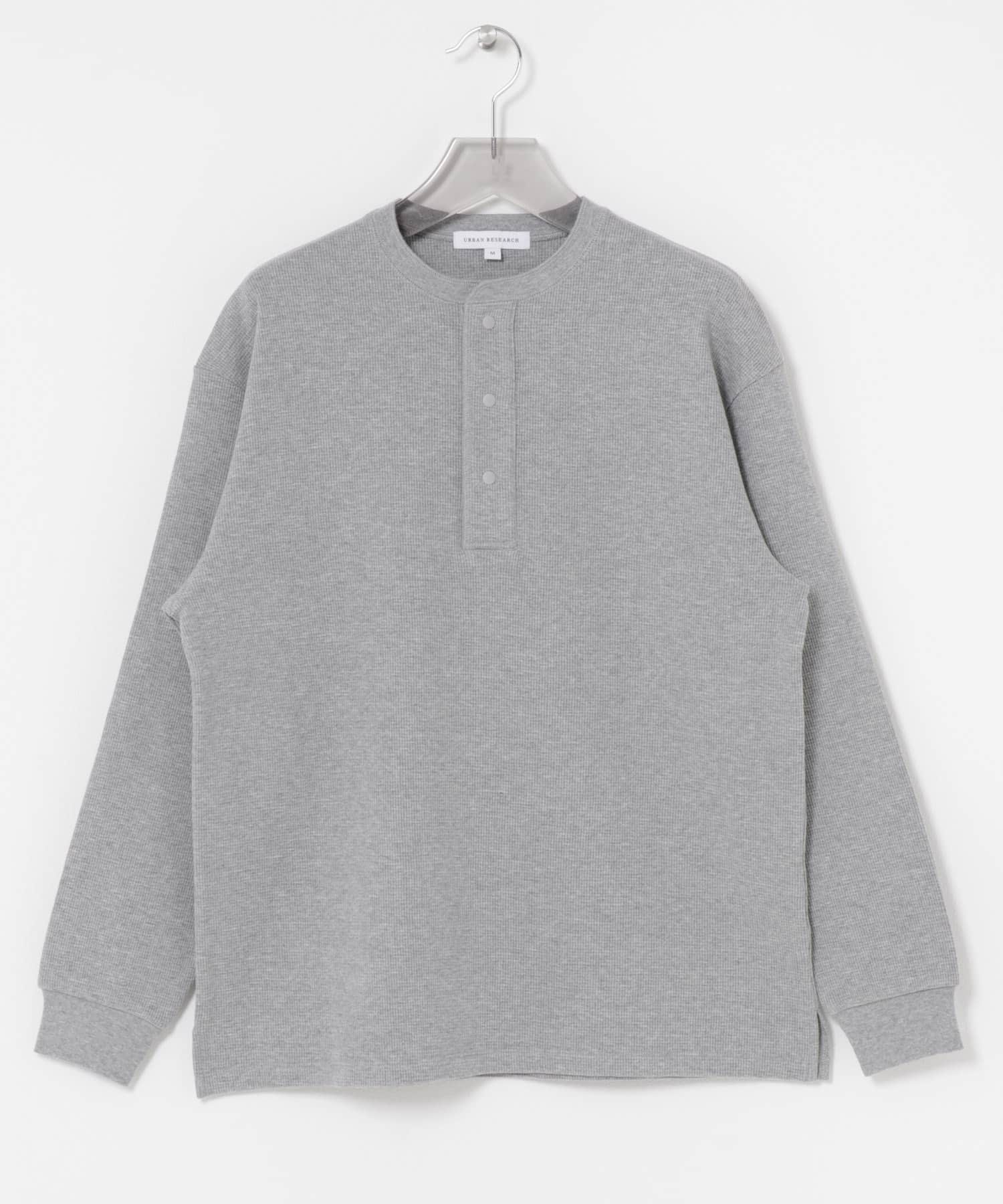 『UR TECH』度詰めワッフルヘンリーロングスリーブ GRAY H M