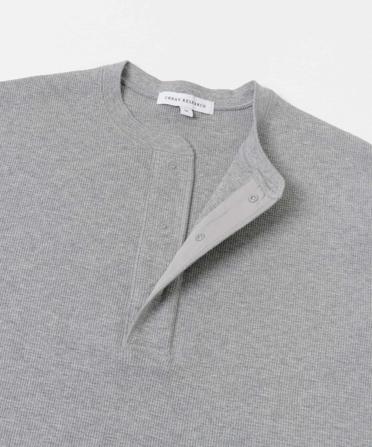 『UR TECH』度詰めワッフルヘンリーロングスリーブ GRAY H M