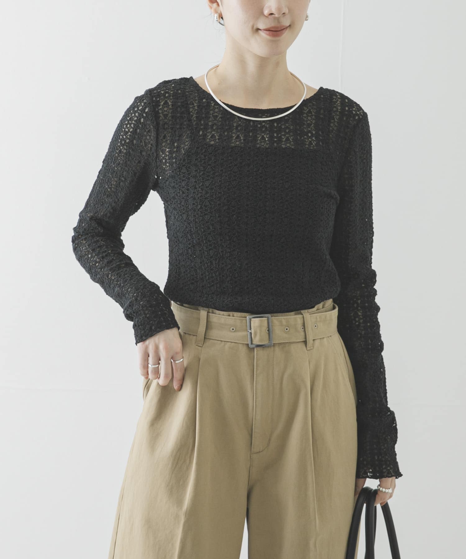 ストレッチレース2WAYトップス