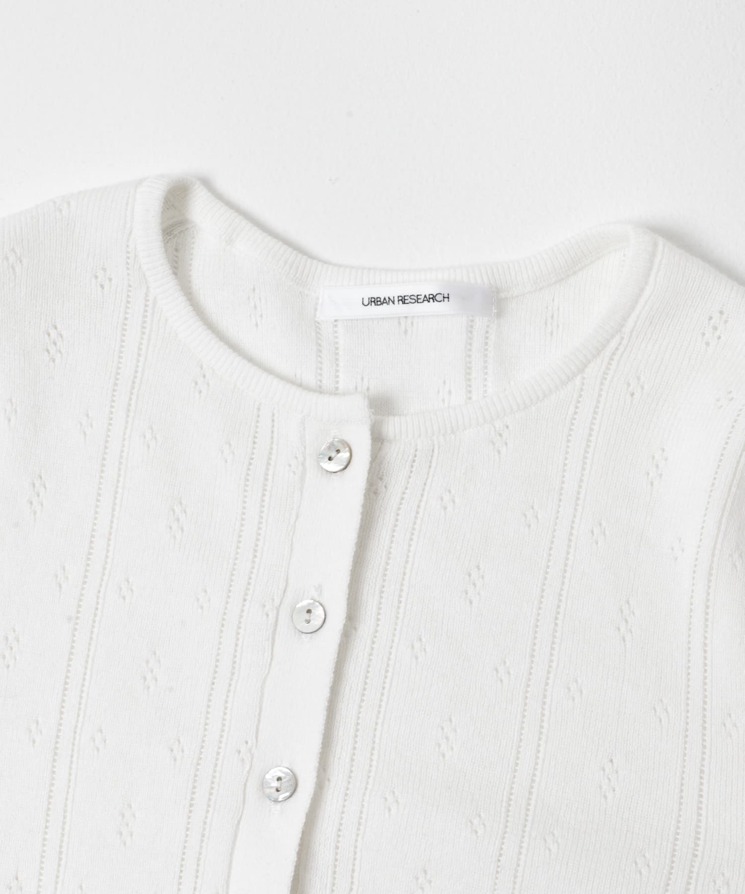 パターンメッシュヘンリーネックニット OFF WHITE Free