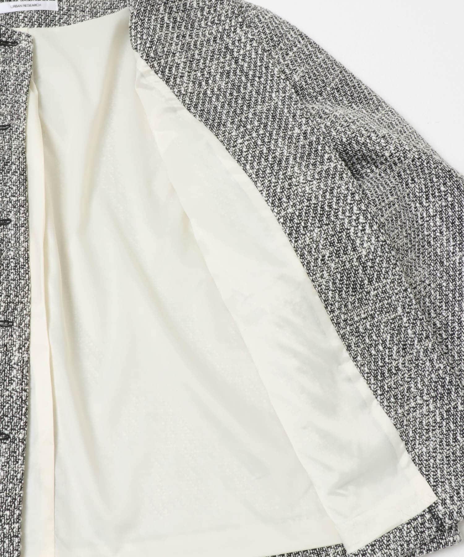 ノーカラーツイードジャケット BLACK MIX Free