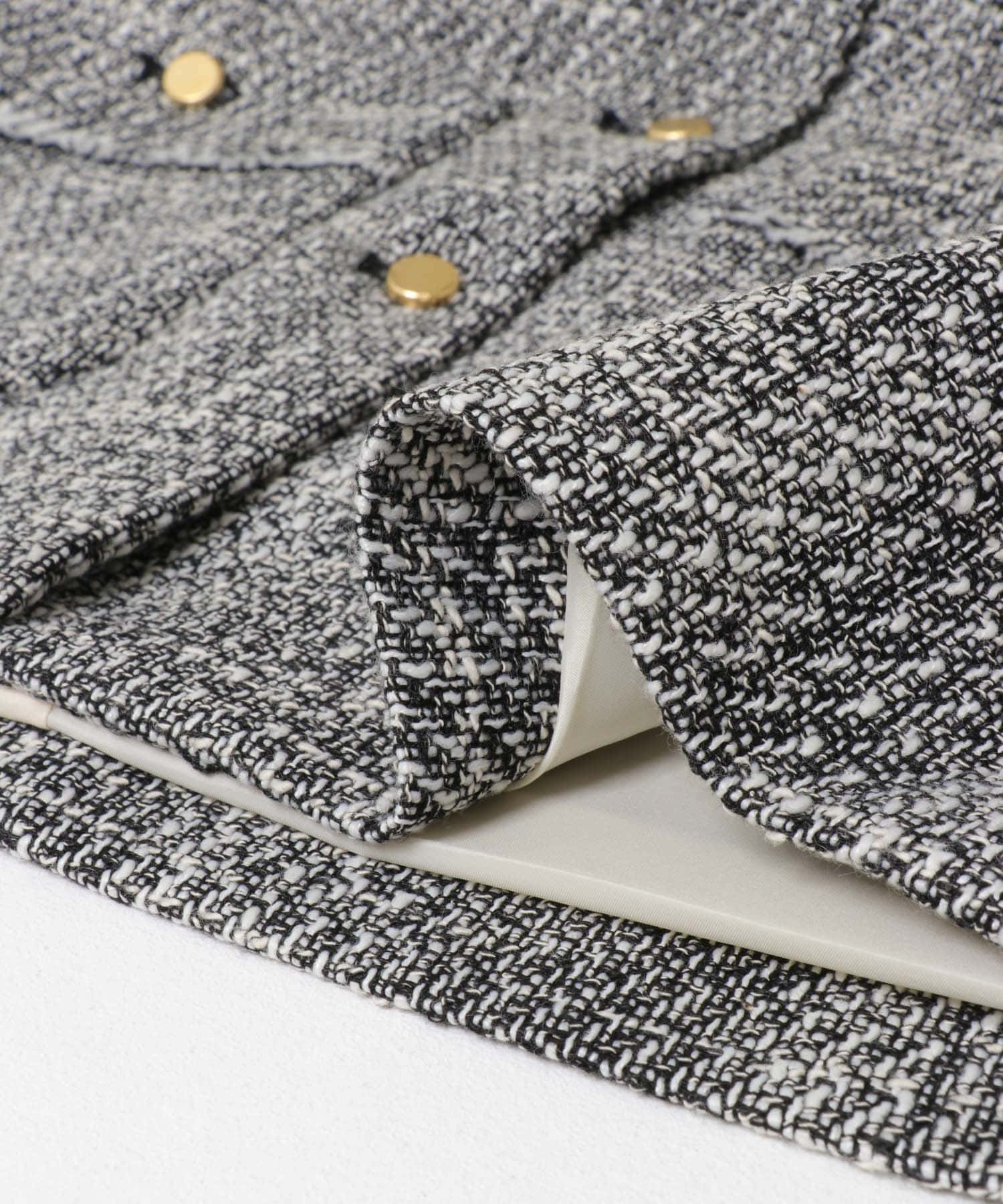 ノーカラーツイードジャケット BLACK MIX Free