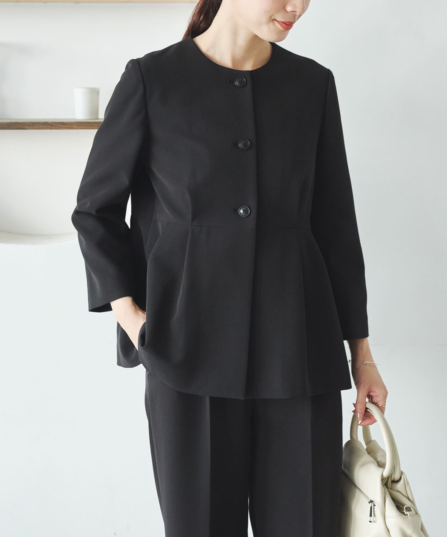 ノーカラーペプラムジャケット(Free BLACK): アウター｜URBAN RESEARCH