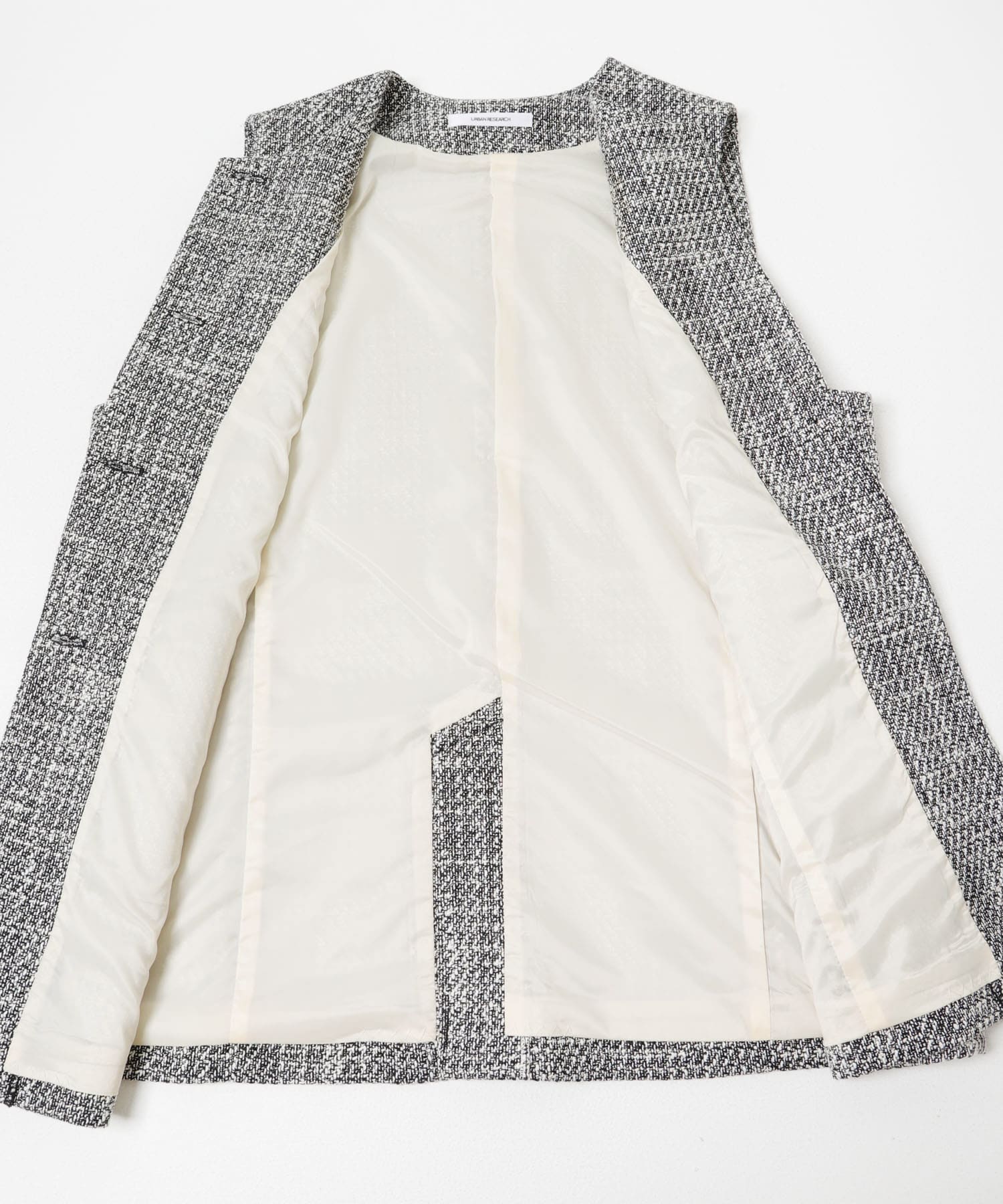 ノーカラーツイードジレ BLACK MIX Free