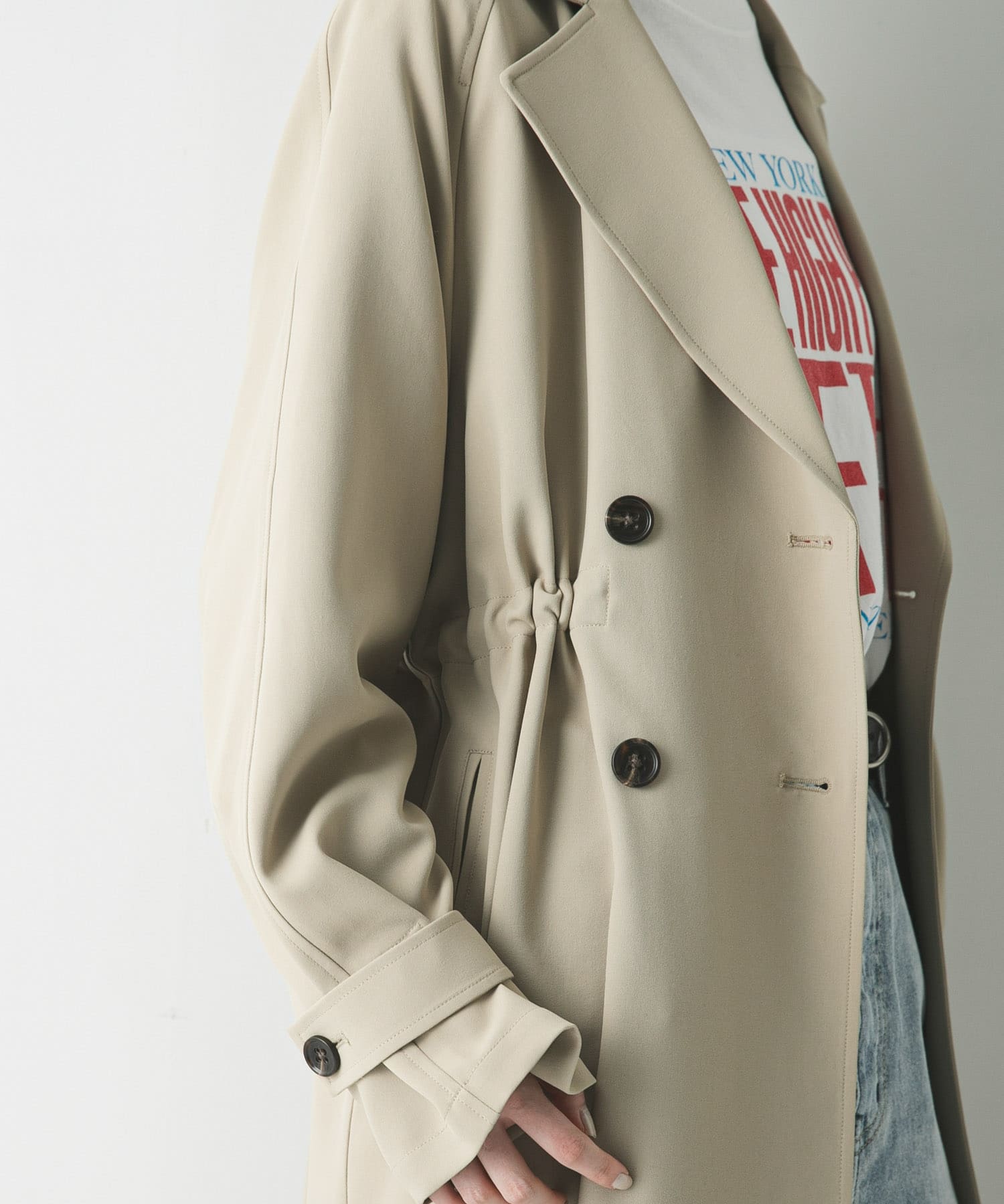 『撥水/UVカット』ドロストトレンチコート BEIGE 36