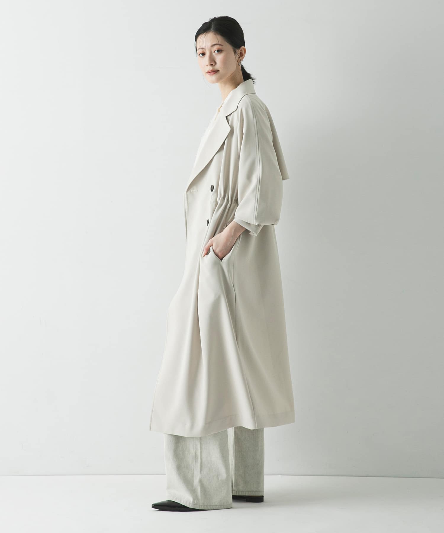 『撥水/UVカット』ドロストトレンチコート GREGE 38