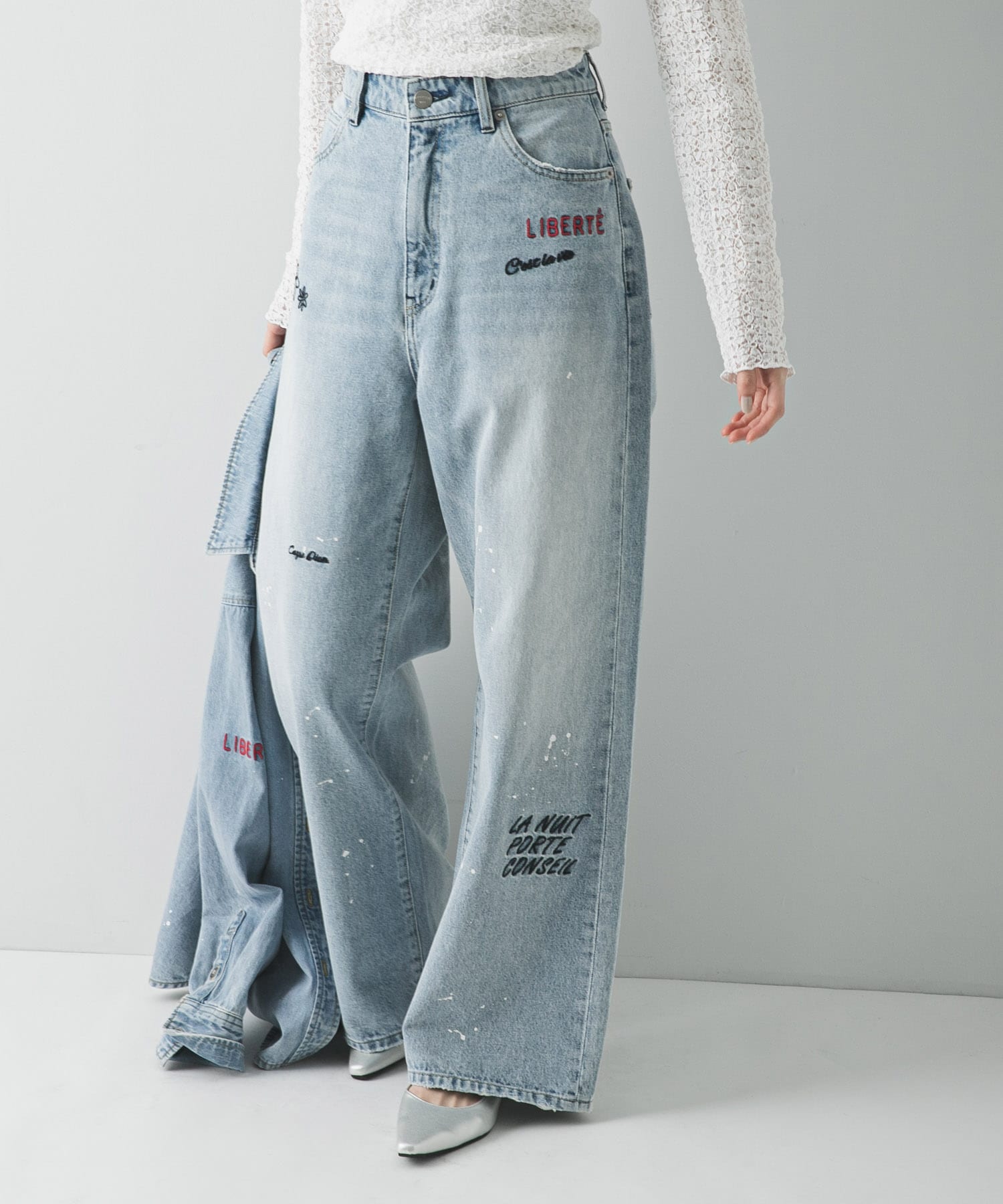 ポインテッドバックストラップシューズ SILVER 36