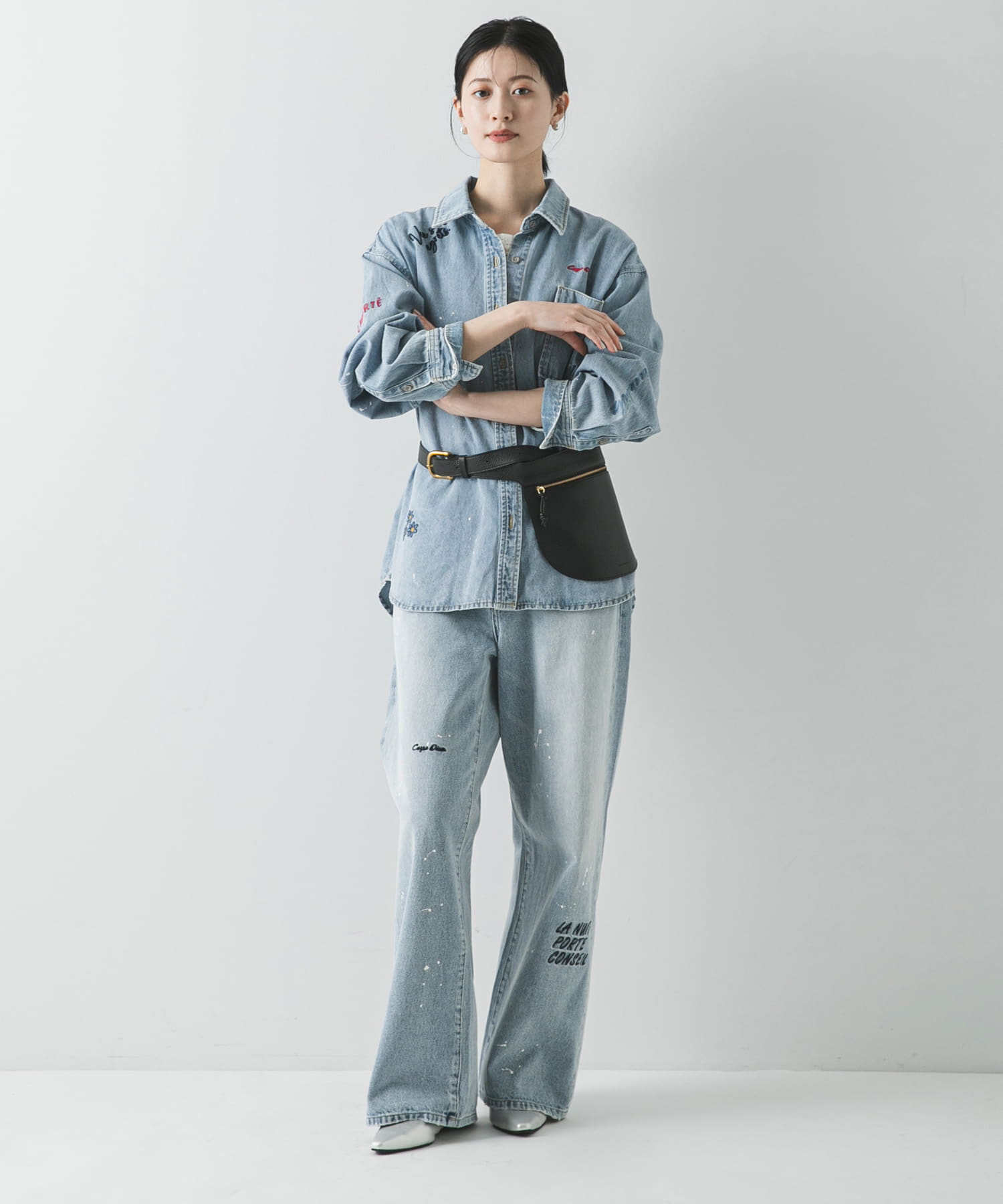 ポインテッドバックストラップシューズ SILVER 36