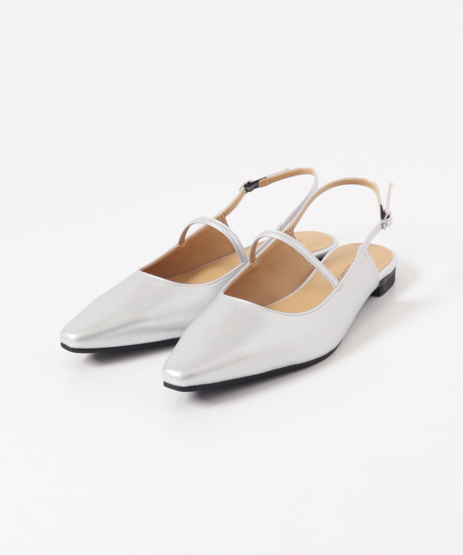 ポインテッドバックストラップシューズ SILVER 36