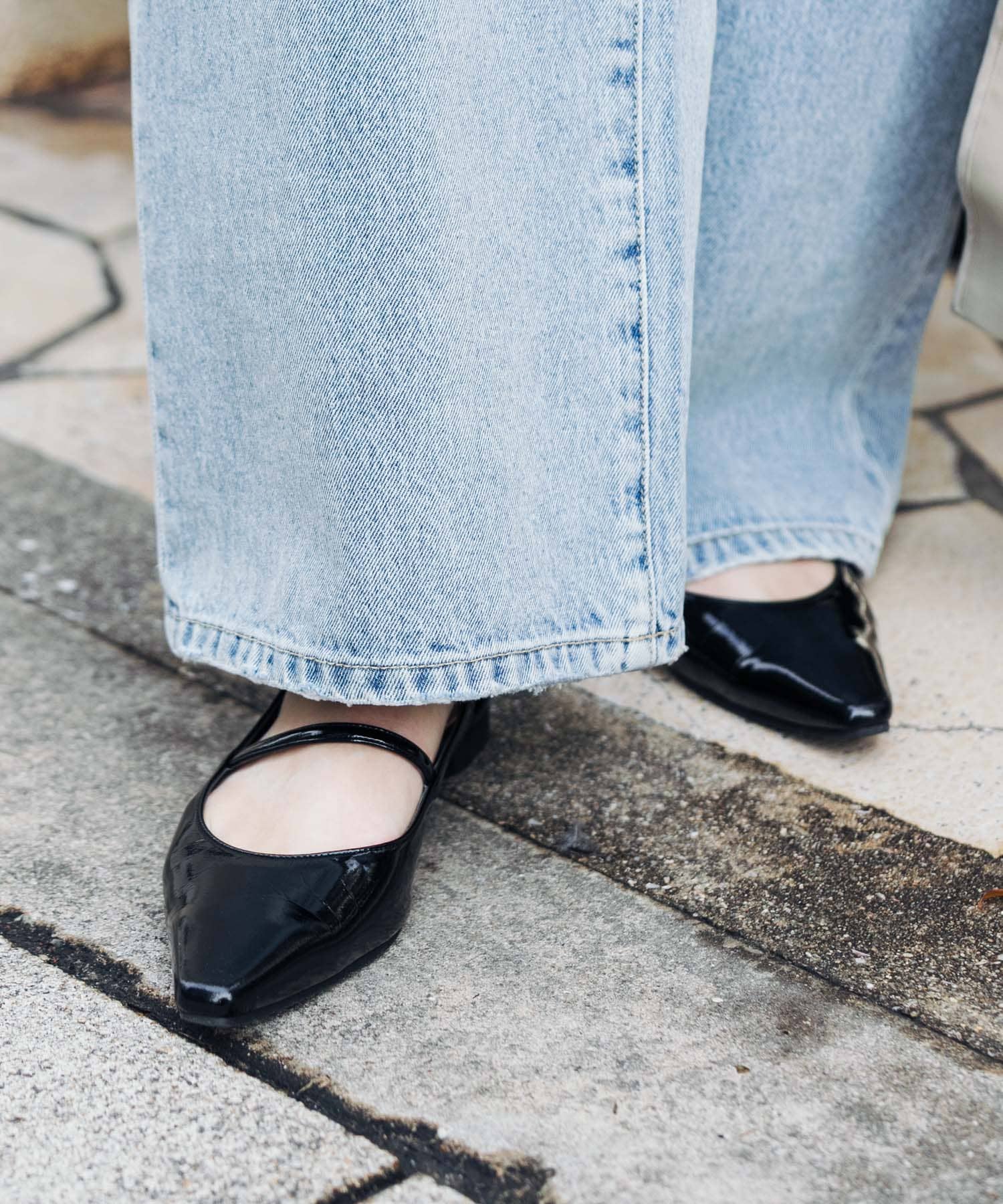 ポインテッドバックストラップシューズ BLACK 36