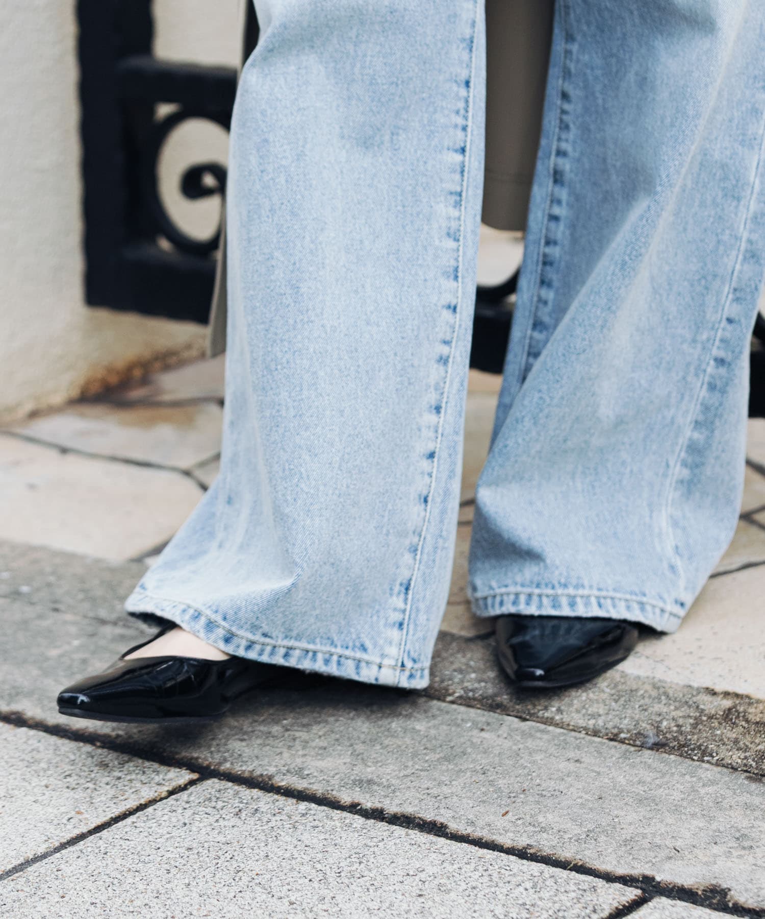 ポインテッドバックストラップシューズ BLACK 36