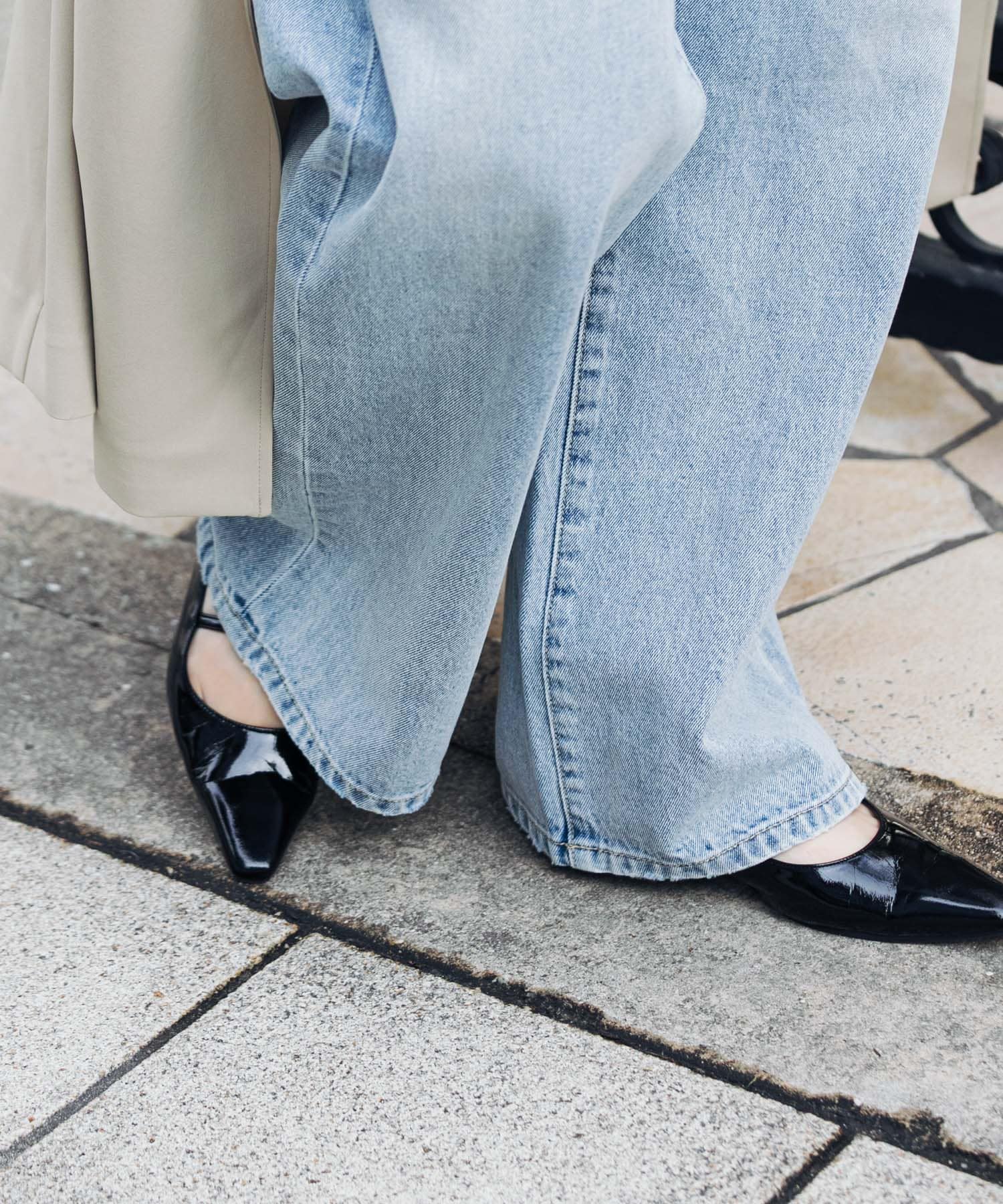 ポインテッドバックストラップシューズ BLACK 36