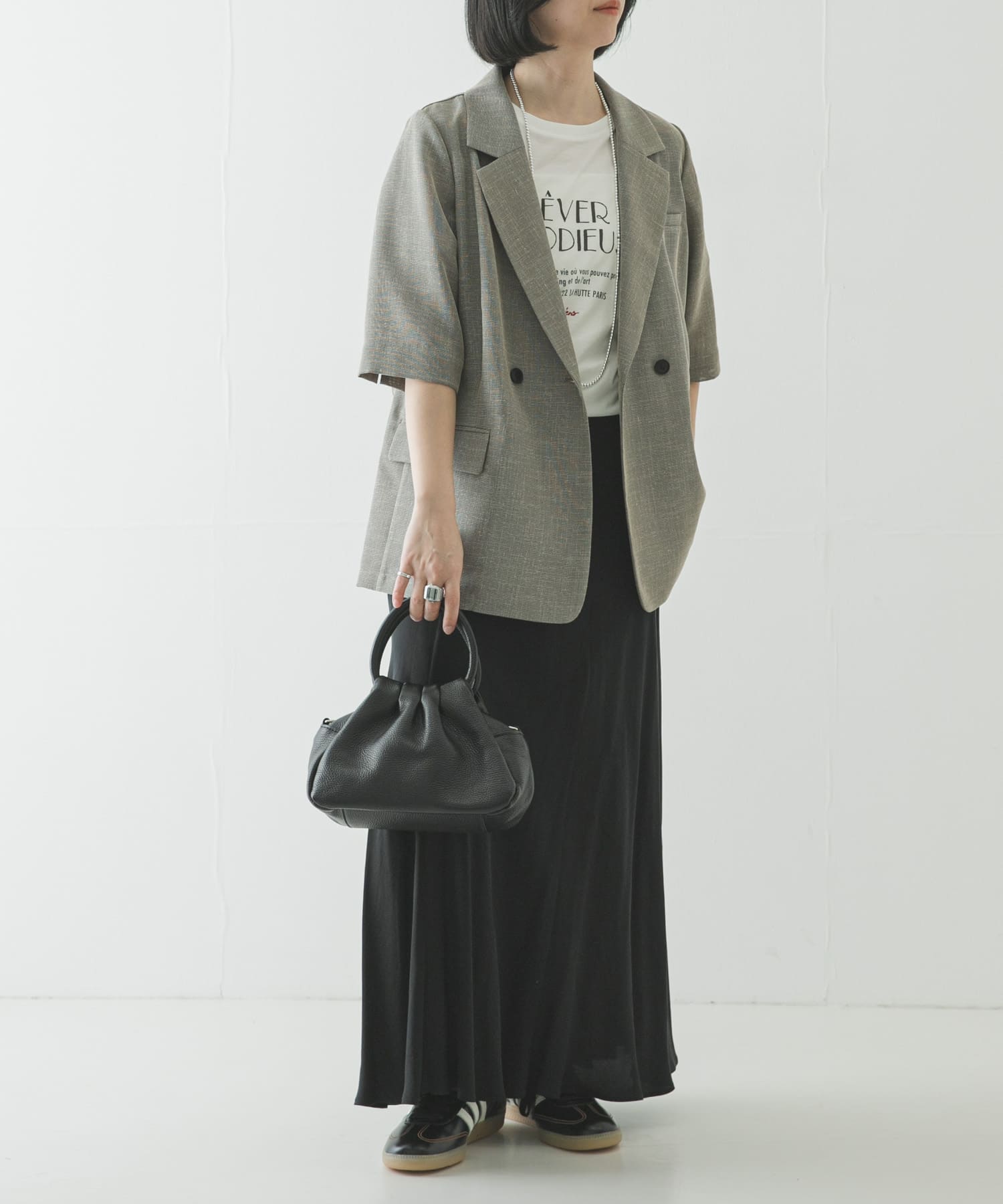 レザーハンドバッグ BLACK -