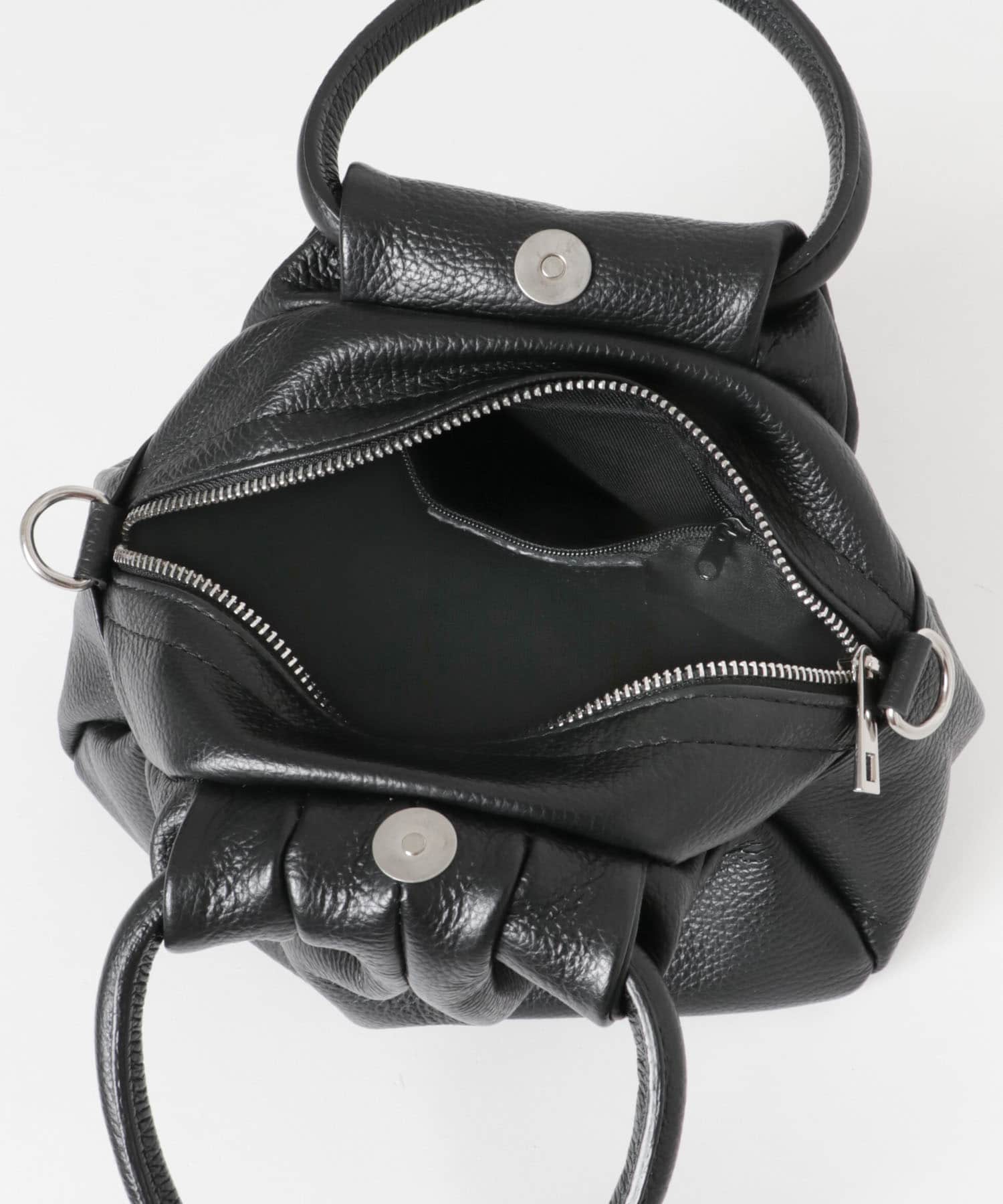 レザーハンドバッグ BLACK -