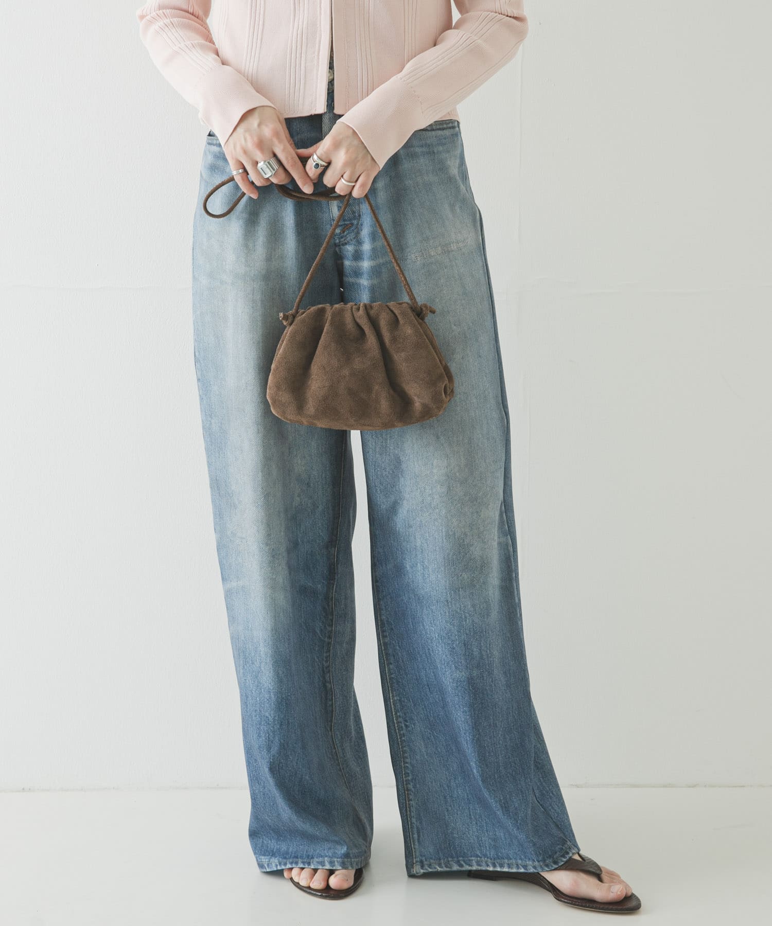 レザーショルダーバッグ BROWN -