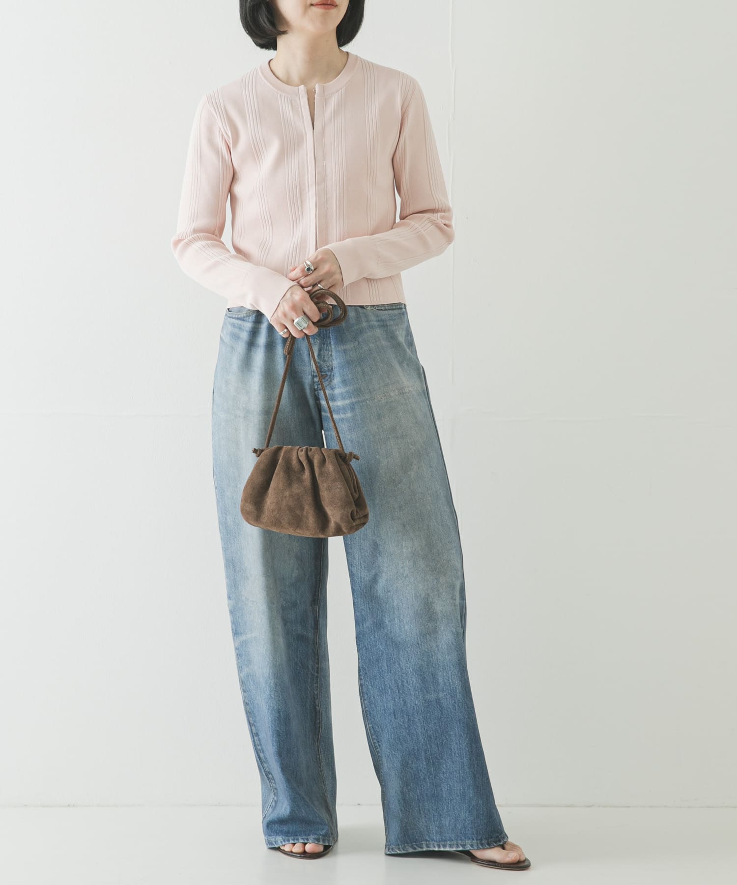 レザーショルダーバッグ BROWN -