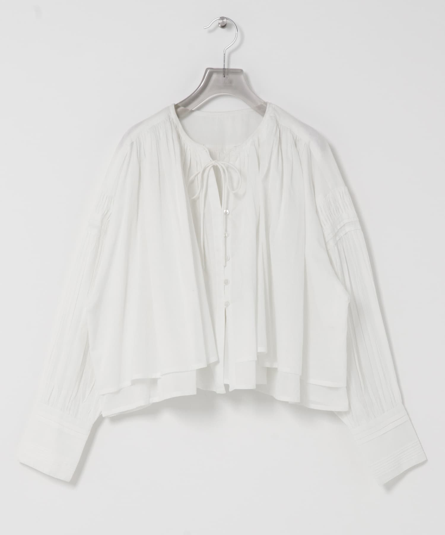 コットンボイルギャザーショートブラウス OFF WHITE Free