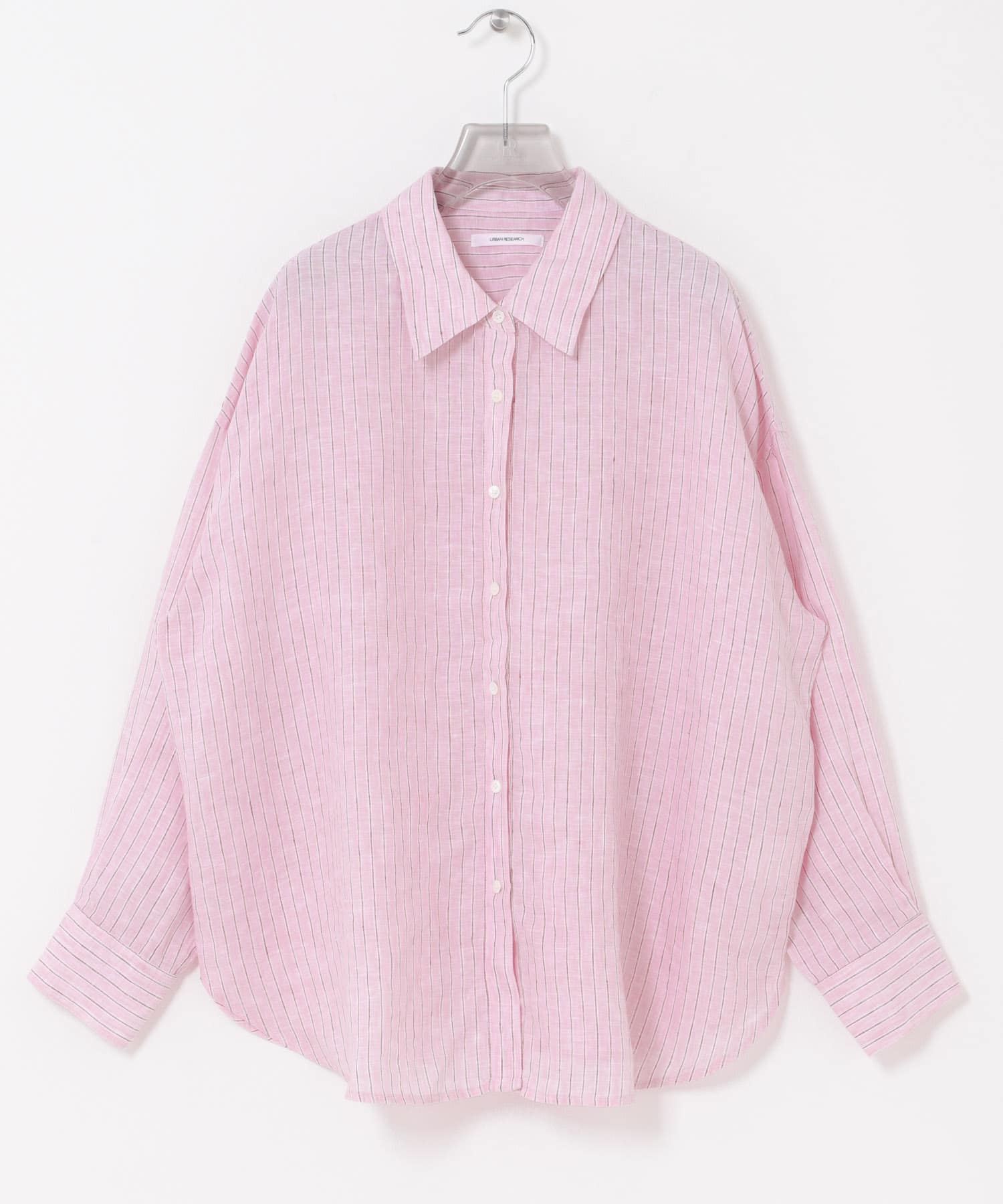 リネン2WAYシャツ PINKSTRIPE Free