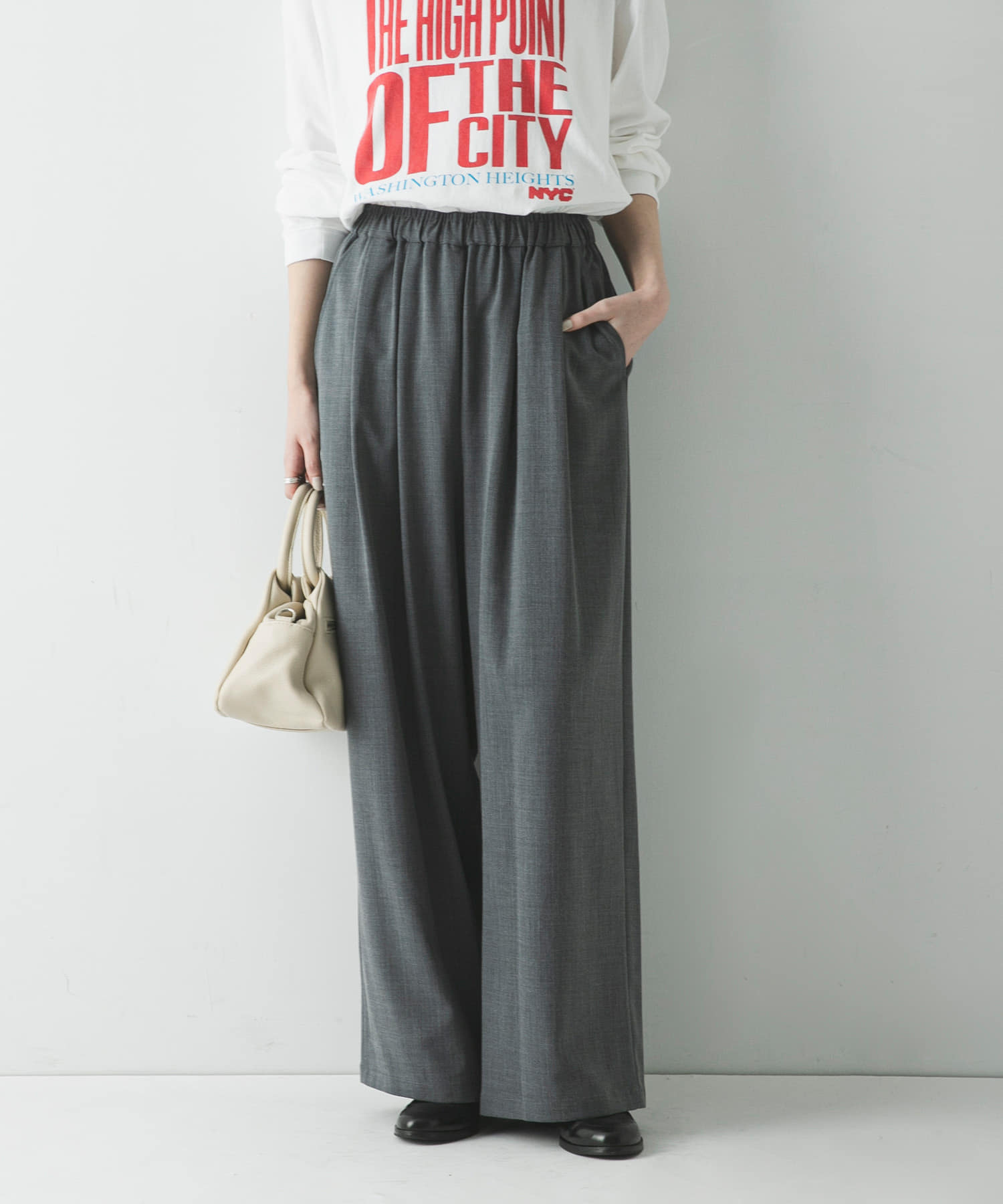 『3サイズ展開』『イージーケア』タックギャザーストレートパンツ