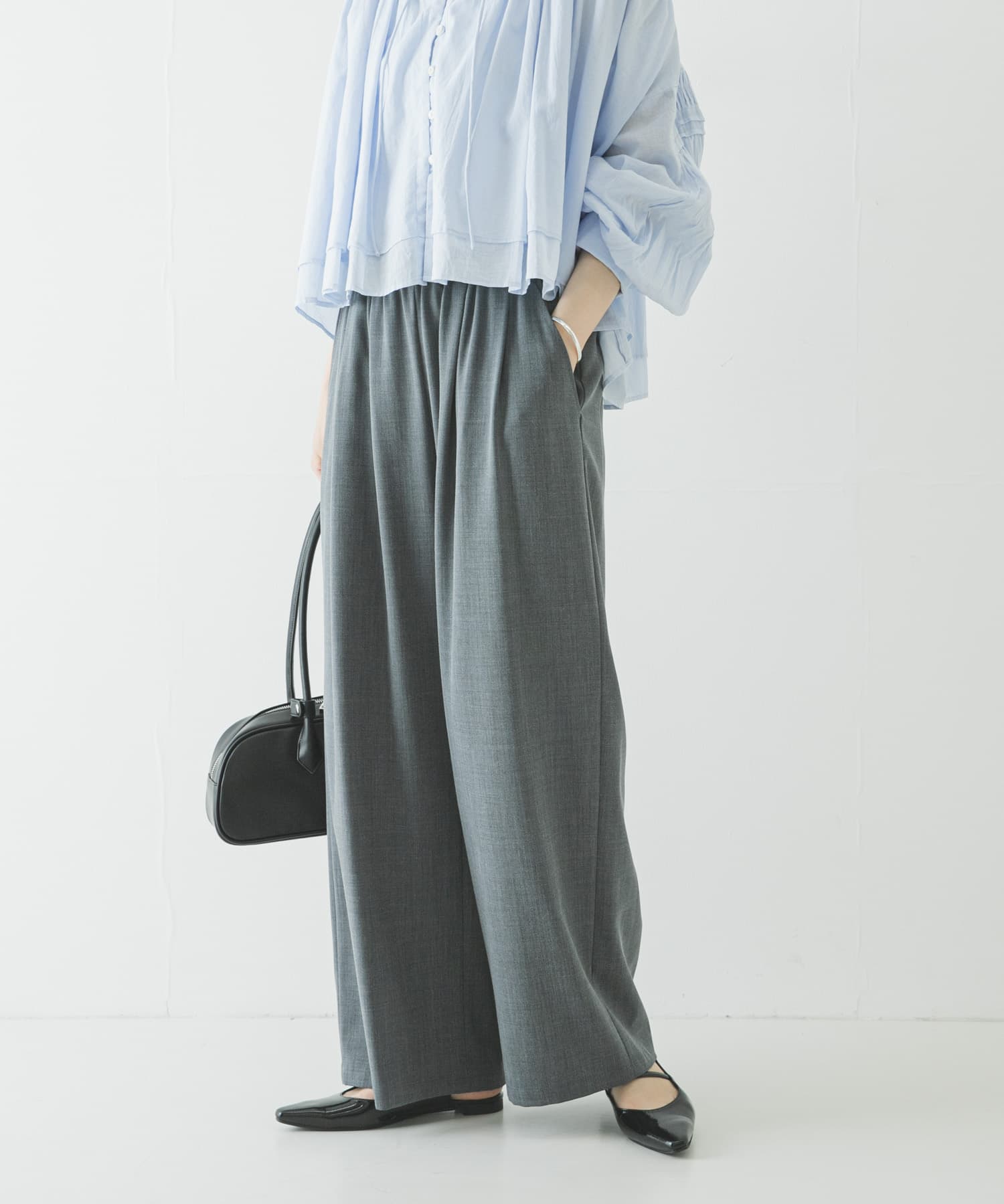 『3サイズ展開』『イージーケア』タックギャザーストレートパンツ