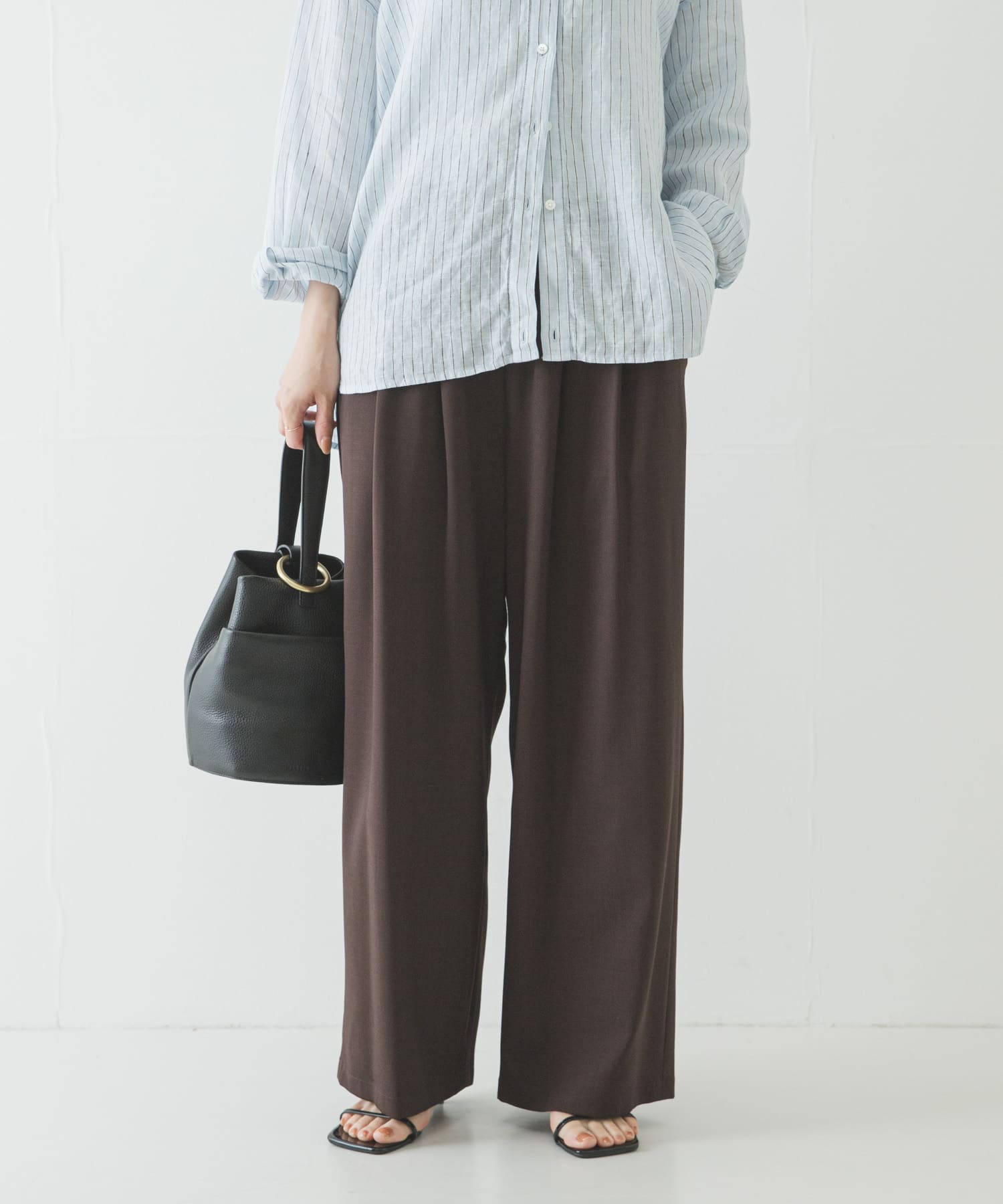 『3サイズ展開』『イージーケア』タックギャザーストレートパンツ