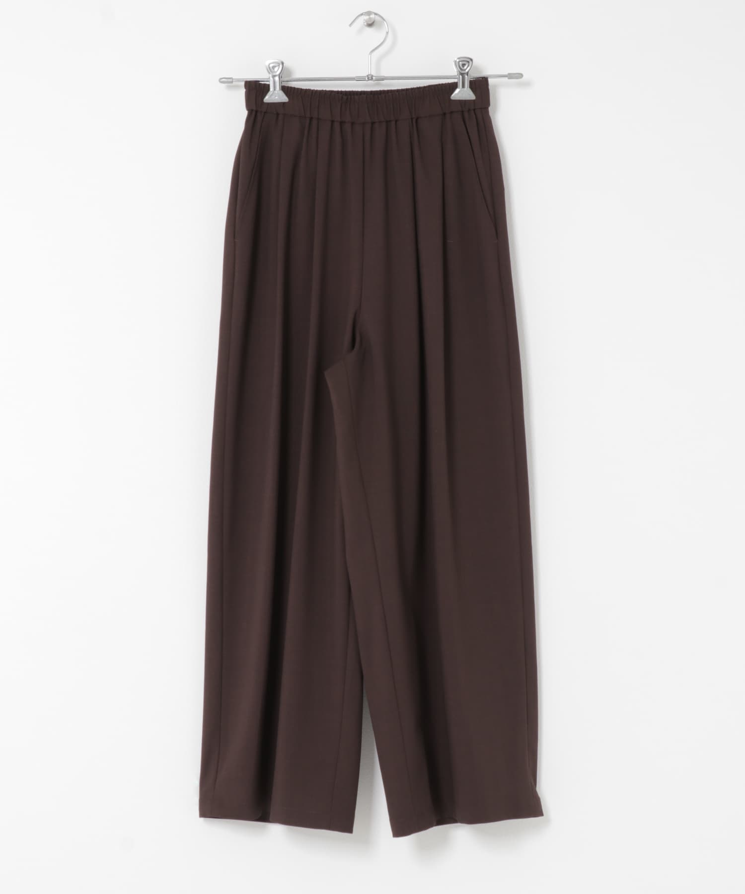 『3サイズ展開』『イージーケア』タックギャザーストレートパンツ BROWN 36