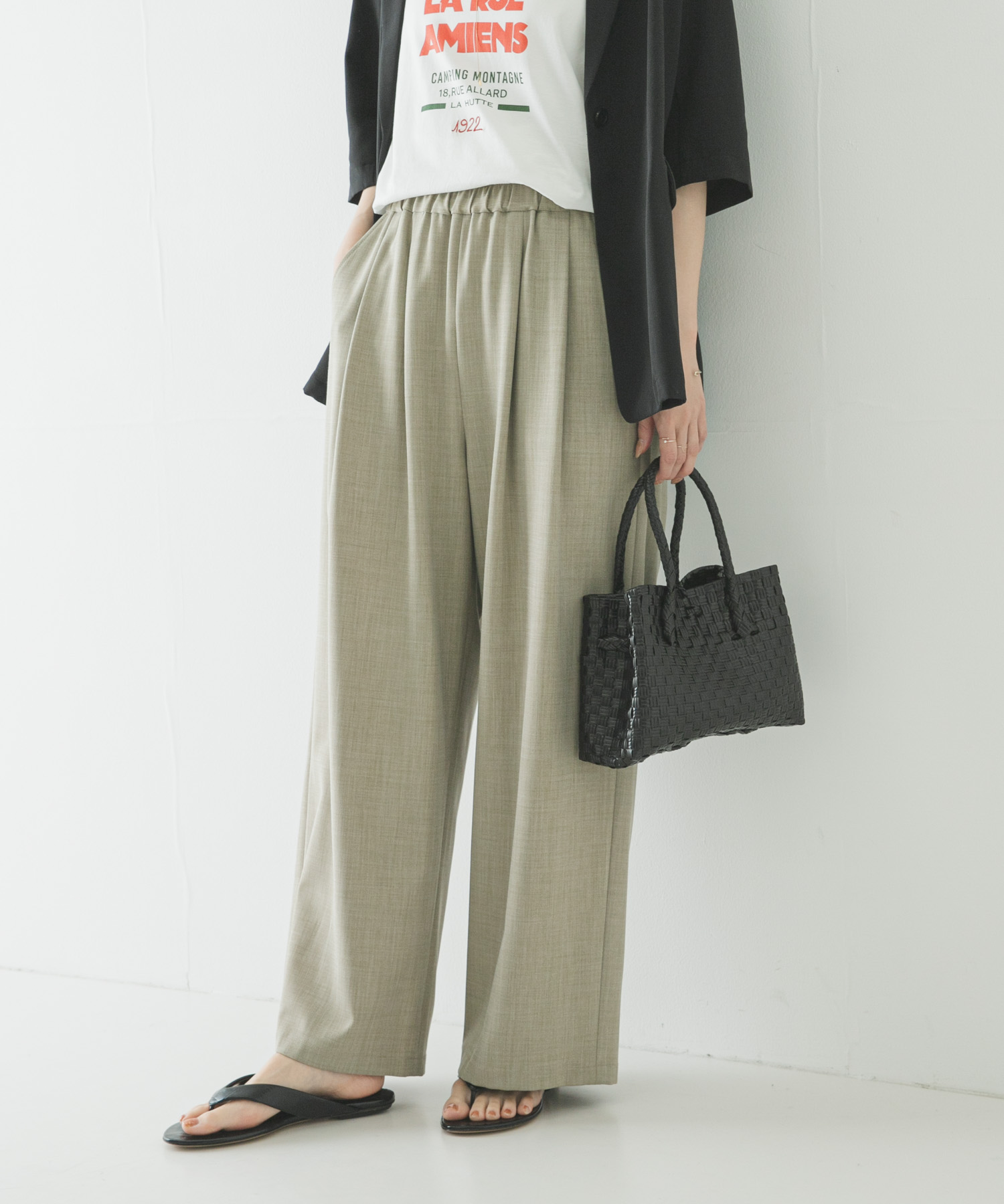 『3サイズ展開』『イージーケア』タックギャザーストレートパンツ