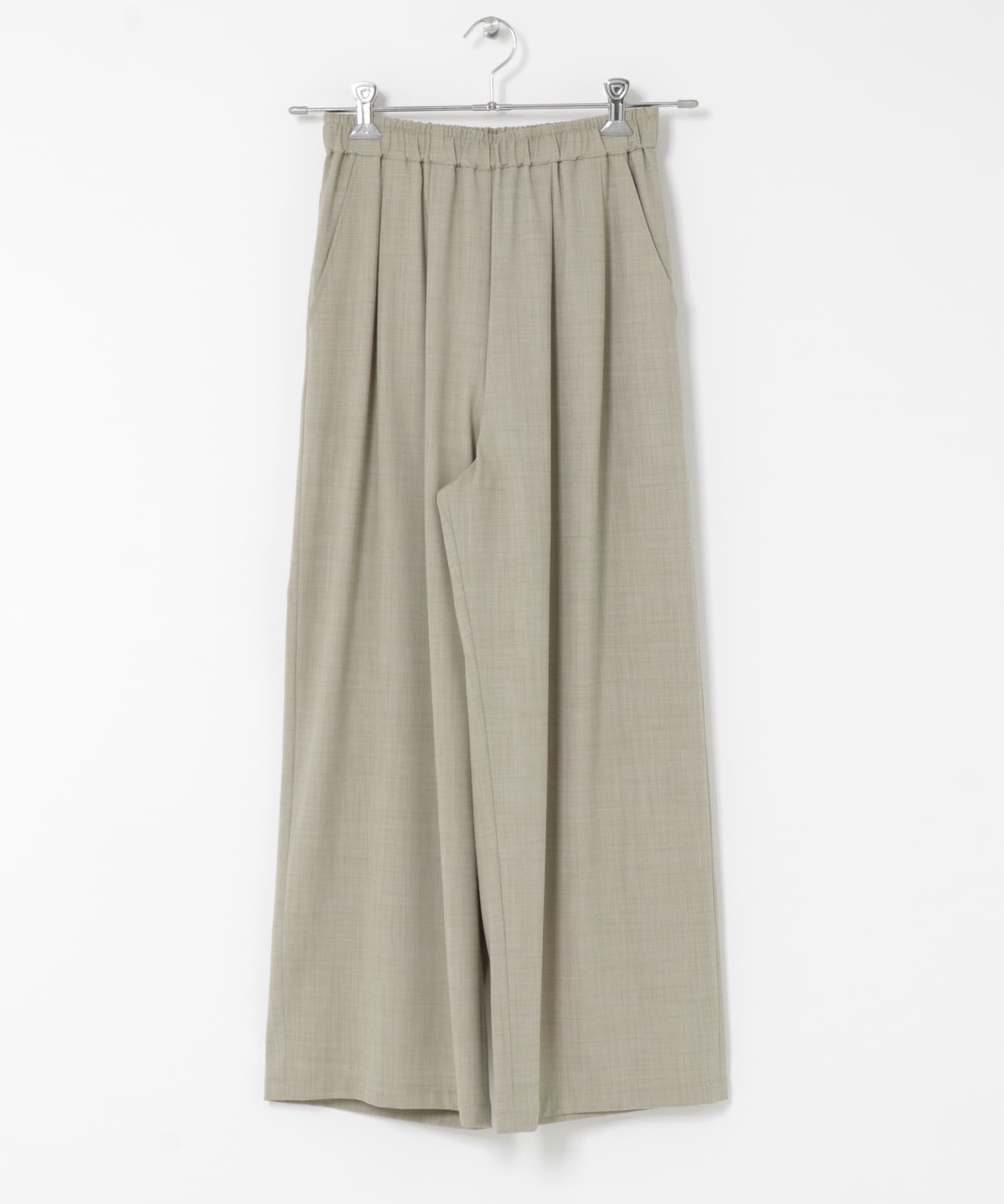 『3サイズ展開』『イージーケア』タックギャザーストレートパンツ BEIGE 36