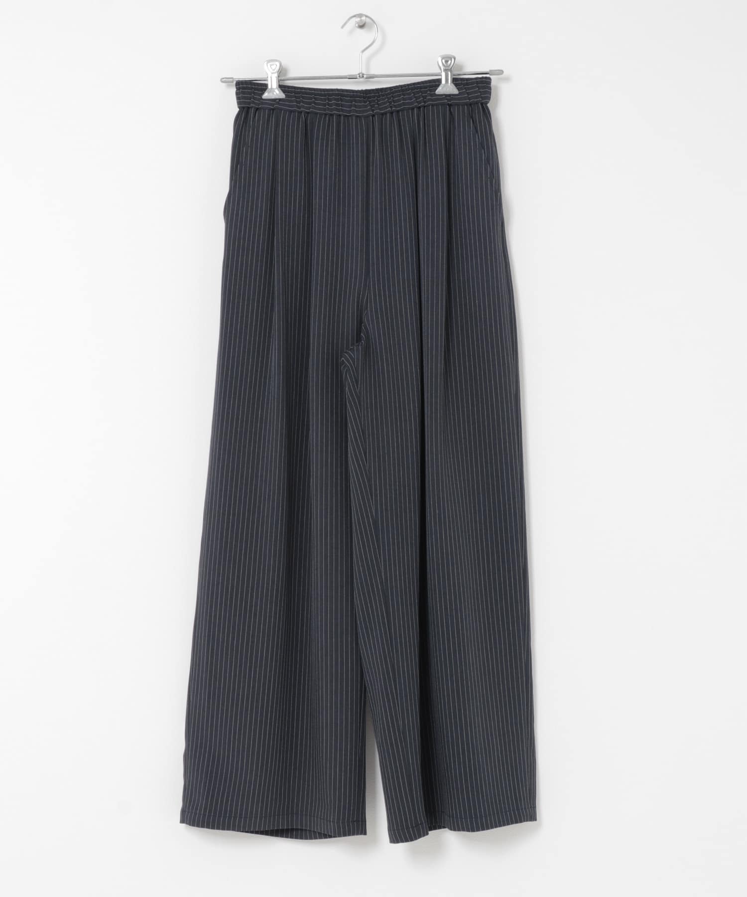 『3サイズ展開』『イージーケア』タックギャザーストレートパンツ STRIPE 36