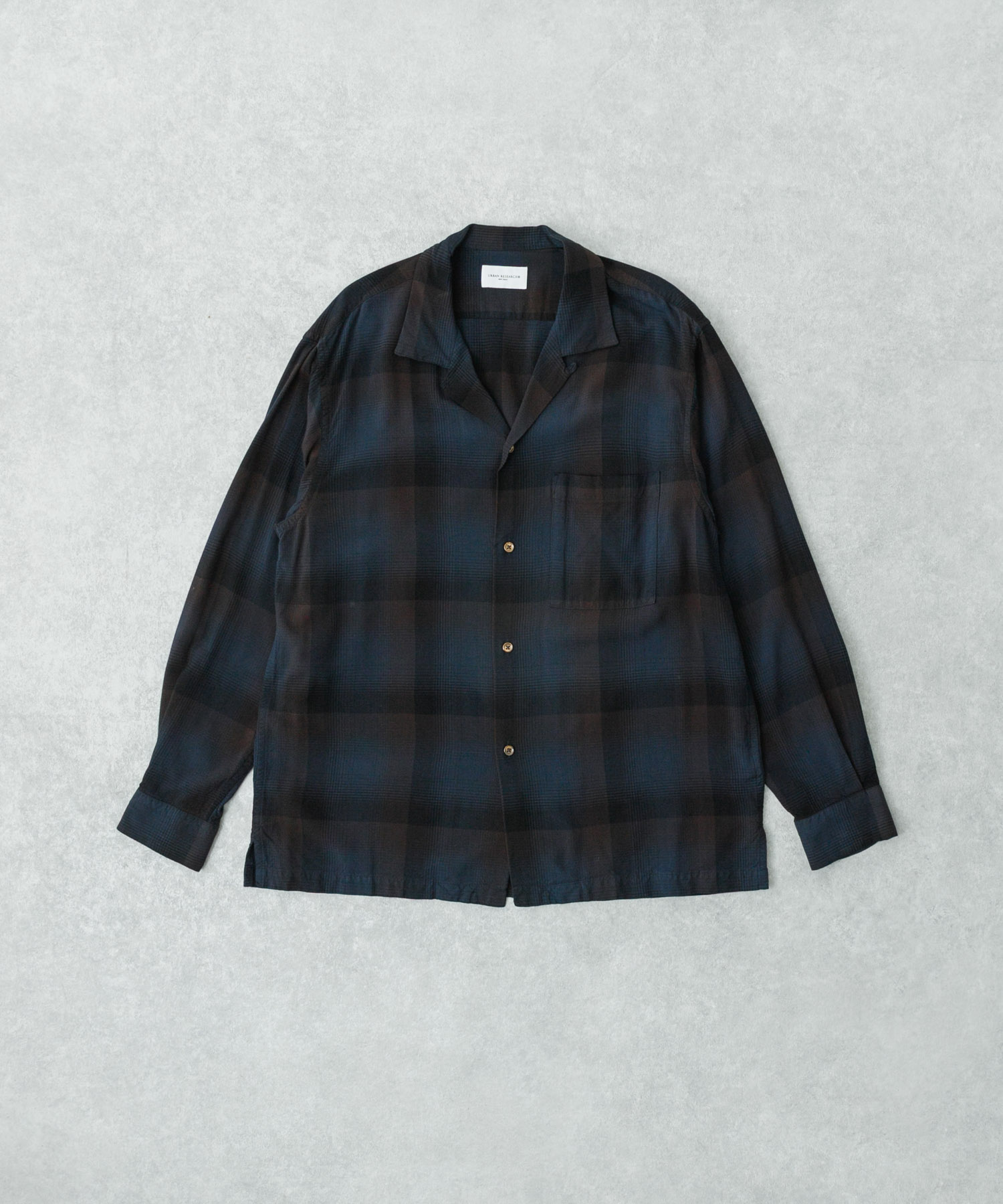 new basic　BISHU RAYON CHECK SHIRTS NAVY M