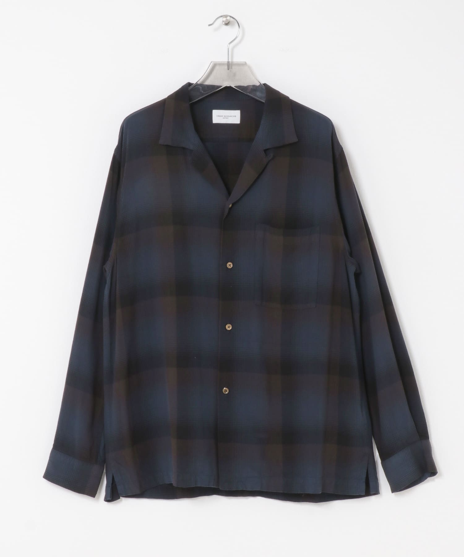 new basic　BISHU RAYON CHECK SHIRTS NAVY M