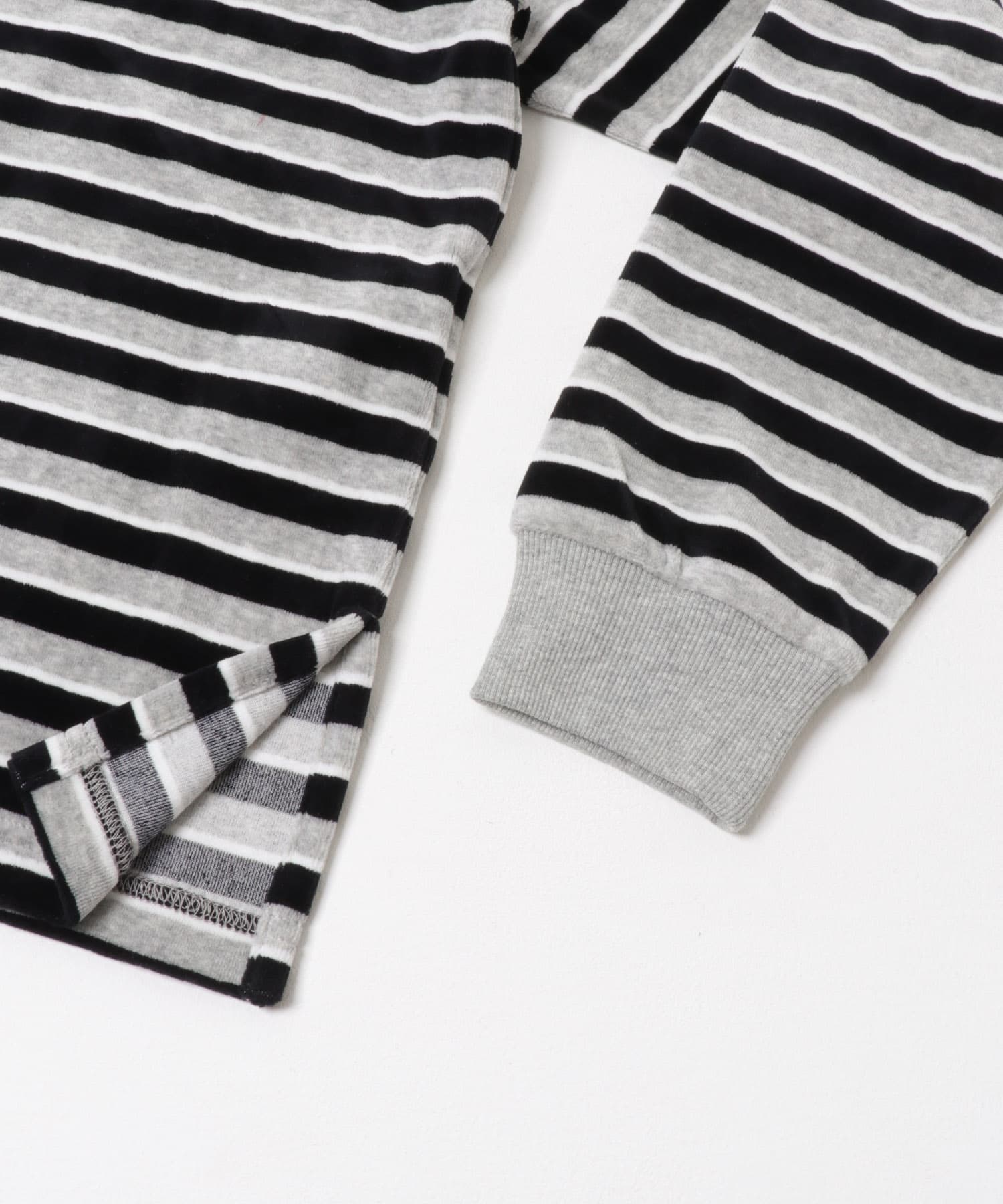 『UR TECH』ベロアボーダーラガーシャツ GRAY FREE