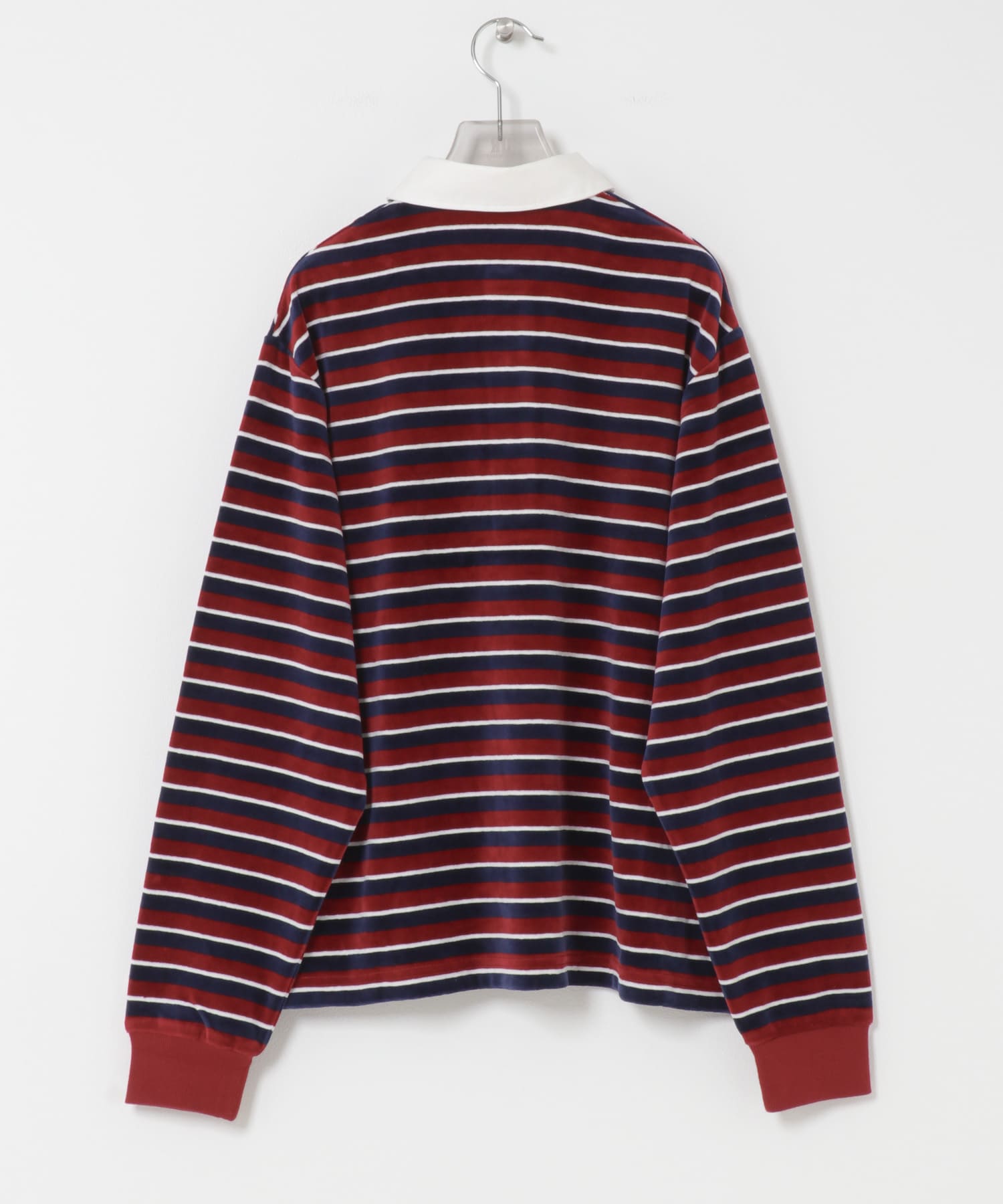 『UR TECH』ベロアボーダーラガーシャツ CHERRY RED FREE