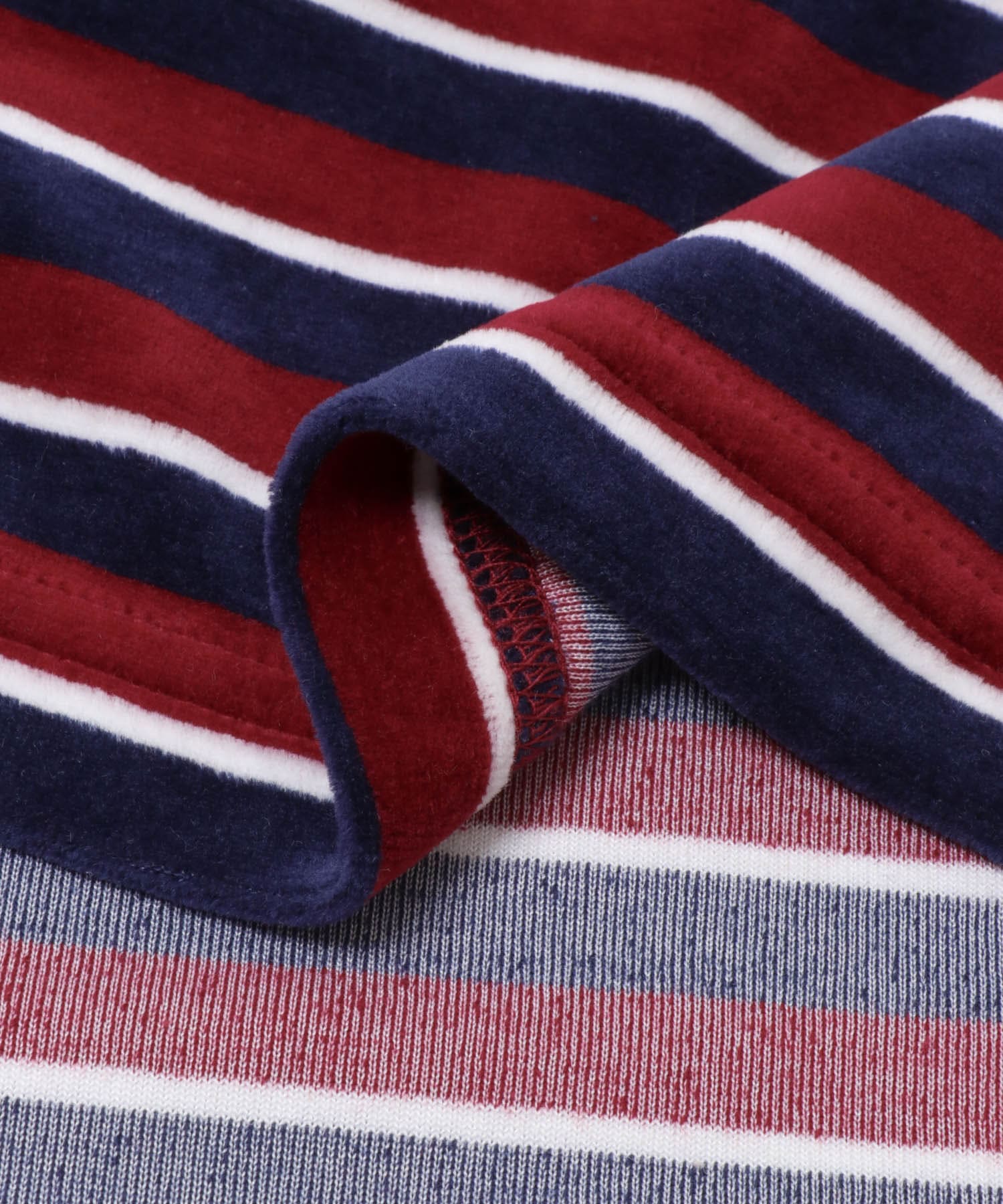 『UR TECH』ベロアボーダーラガーシャツ CHERRY RED FREE