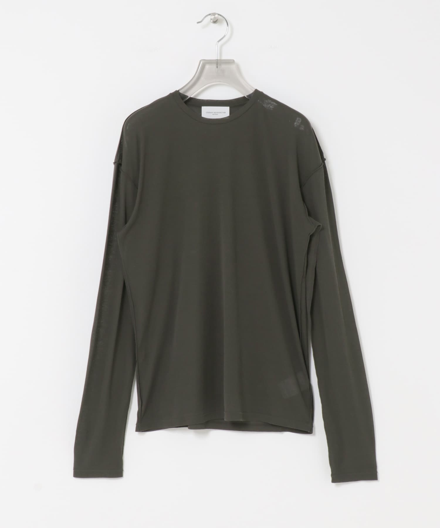 new basic　OUT SEAM SHEER TOPS CHARCOAL FREE