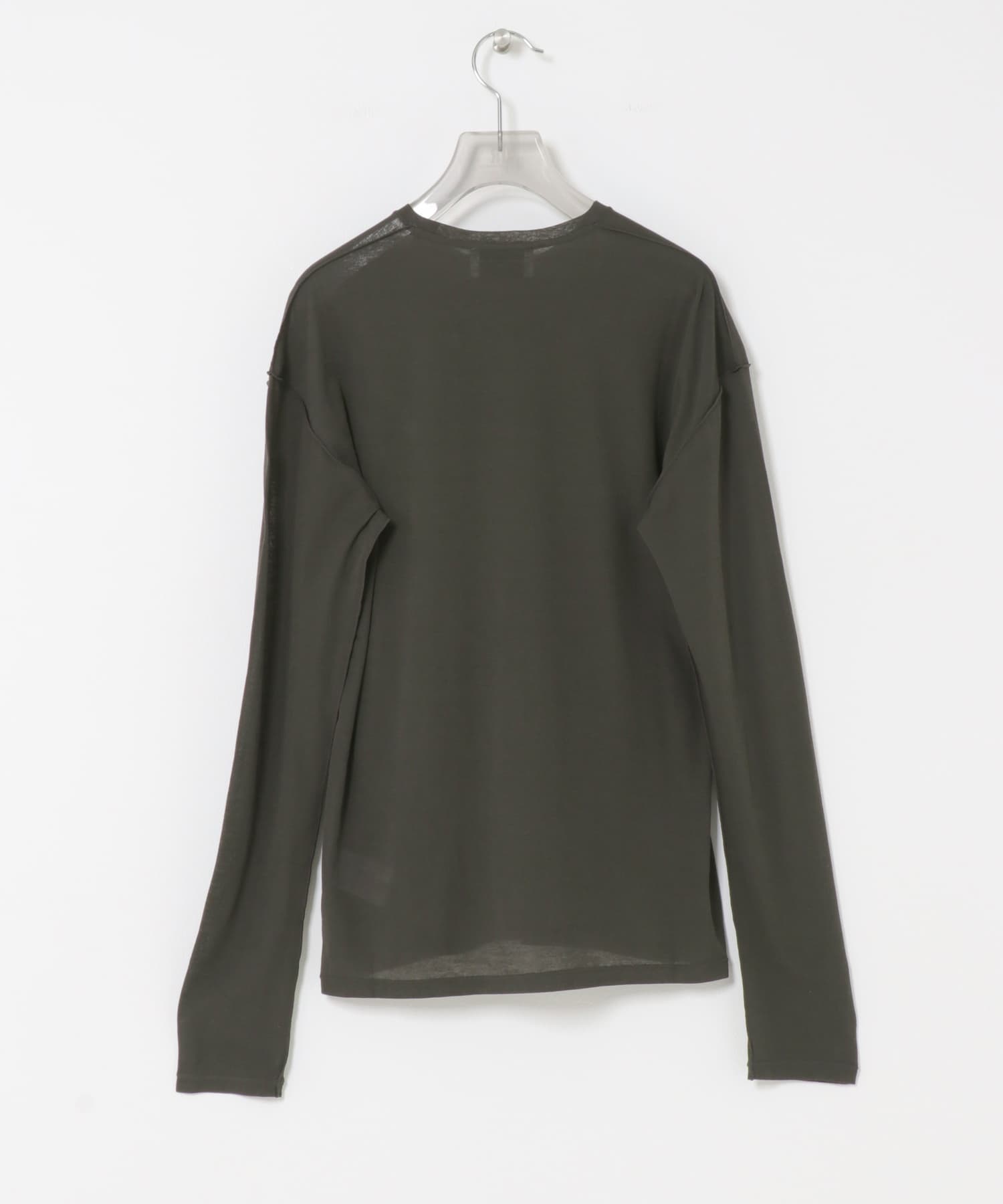 new basic　OUT SEAM SHEER TOPS CHARCOAL FREE