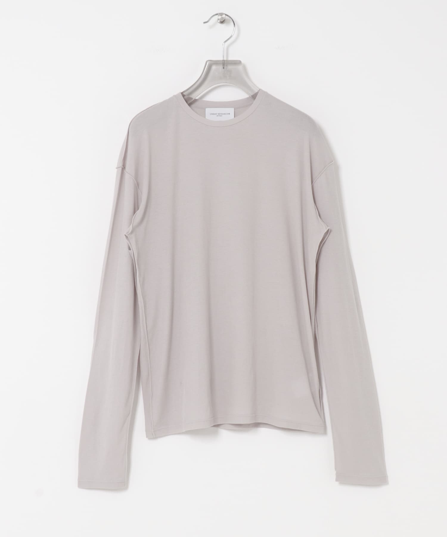 new basic　OUT SEAM SHEER TOPS GRY BEIGE FREE